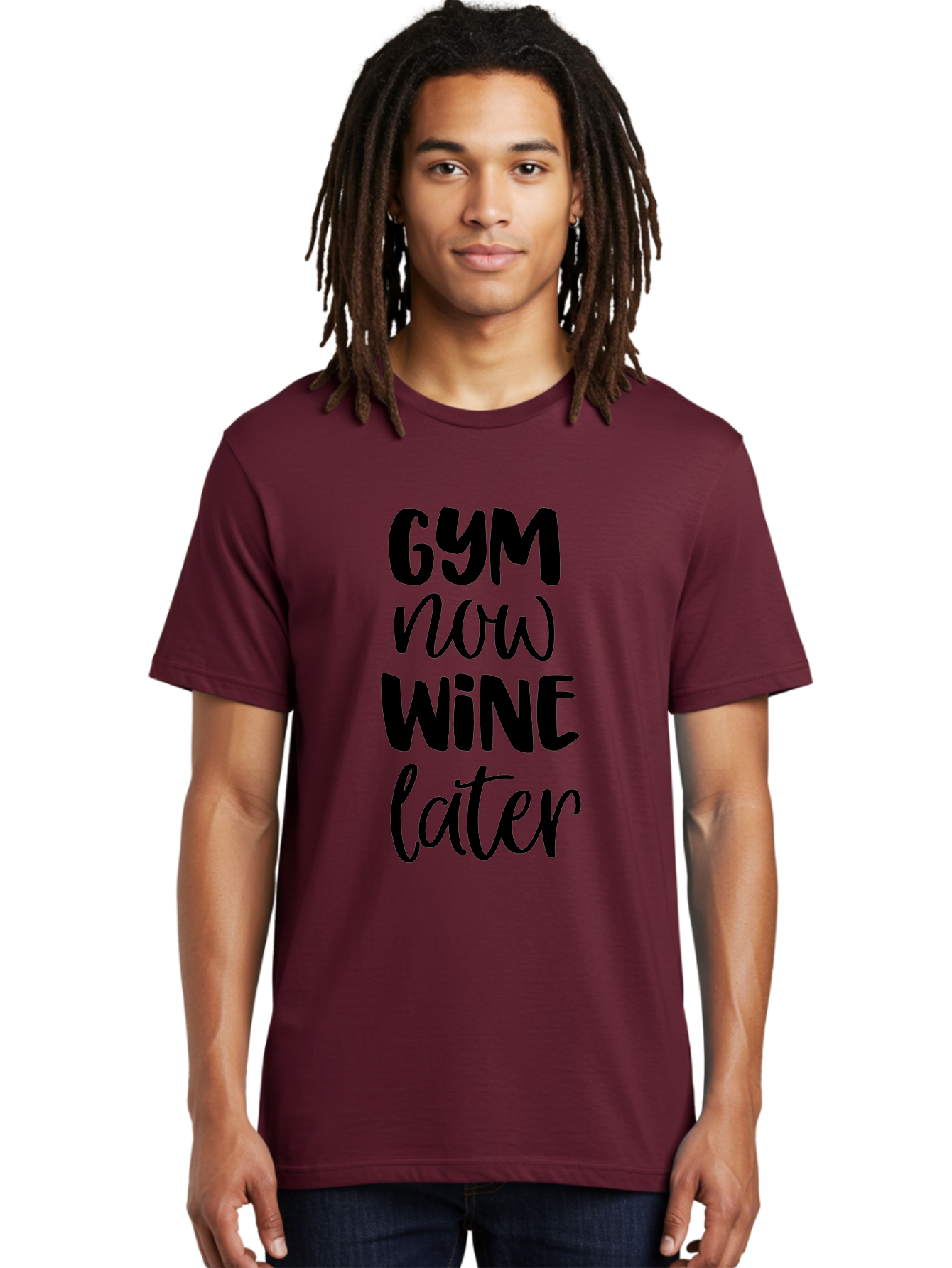 Gym-Now-Wine-Later-1 Men'S Graphic Tee, 100% Cotton, Comfortable Casual Summer Wear, Machine Washable, Gym Motivation, Fitness Quotes, Wine Lover, Fitness Humor, Workout Inspiration, Funny Sayings, Wine Time, Gym Now Wine Later Aac783