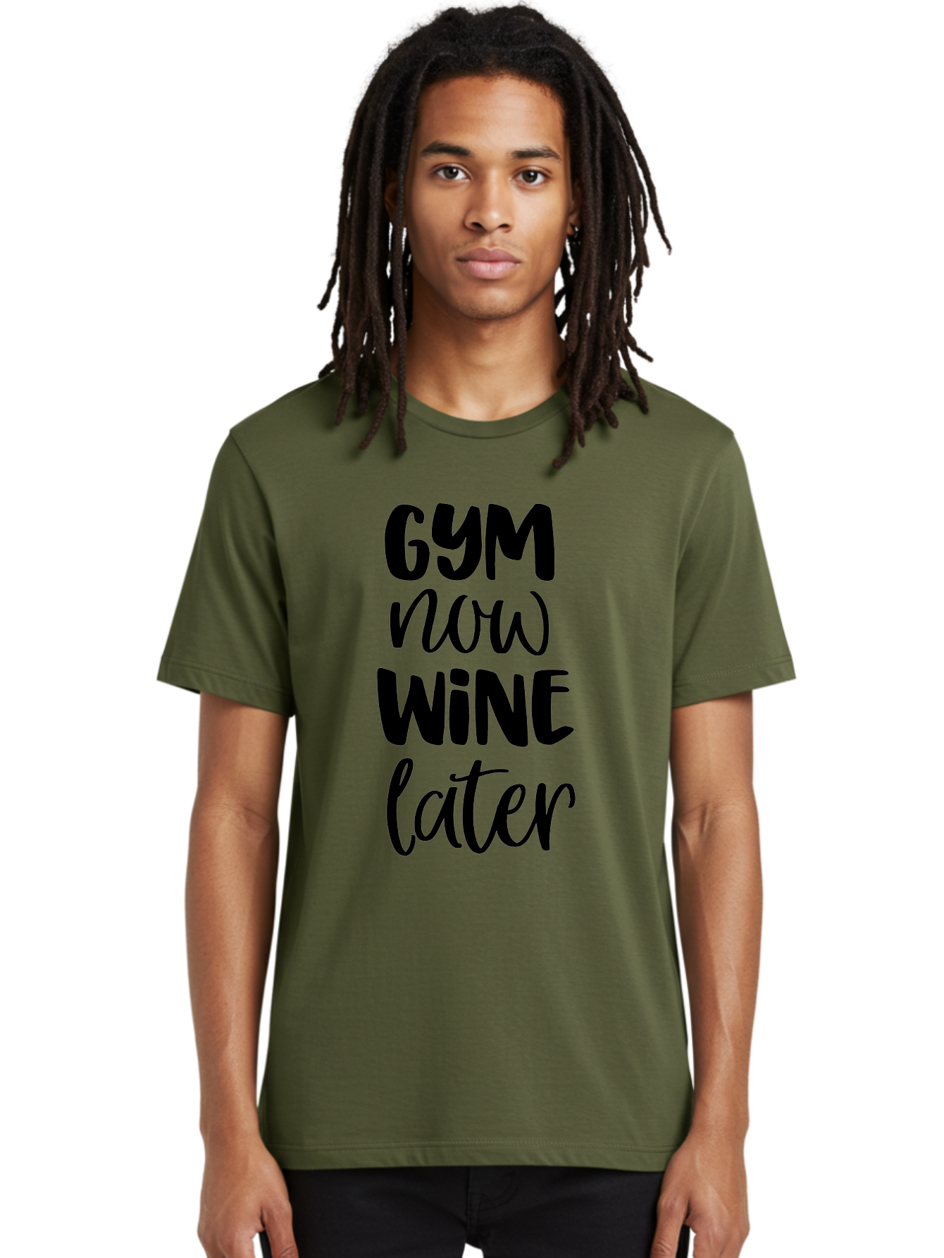 Gym-Now-Wine-Later-1 Men'S Graphic Tee, 100% Cotton, Comfortable Casual Summer Wear, Machine Washable, Gym Motivation, Fitness Quotes, Wine Lover, Fitness Humor, Workout Inspiration, Funny Sayings, Wine Time, Gym Now Wine Later Aac783