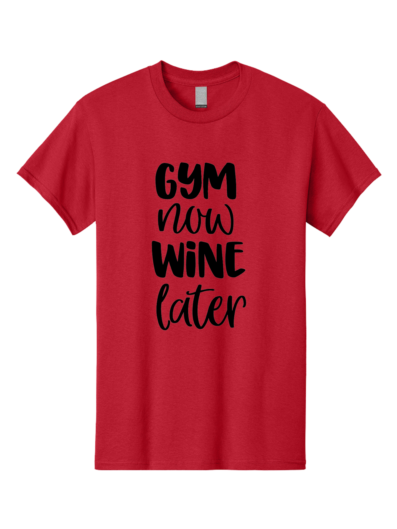 Gym-Now-Wine-Later-1 Men'S Graphic Tee, 100% Cotton, Comfortable Casual Summer Wear, Machine Washable, Gym Motivation, Fitness Quotes, Wine Lover, Fitness Humor, Workout Inspiration, Funny Sayings, Wine Time, Gym Now Wine Later Aac783