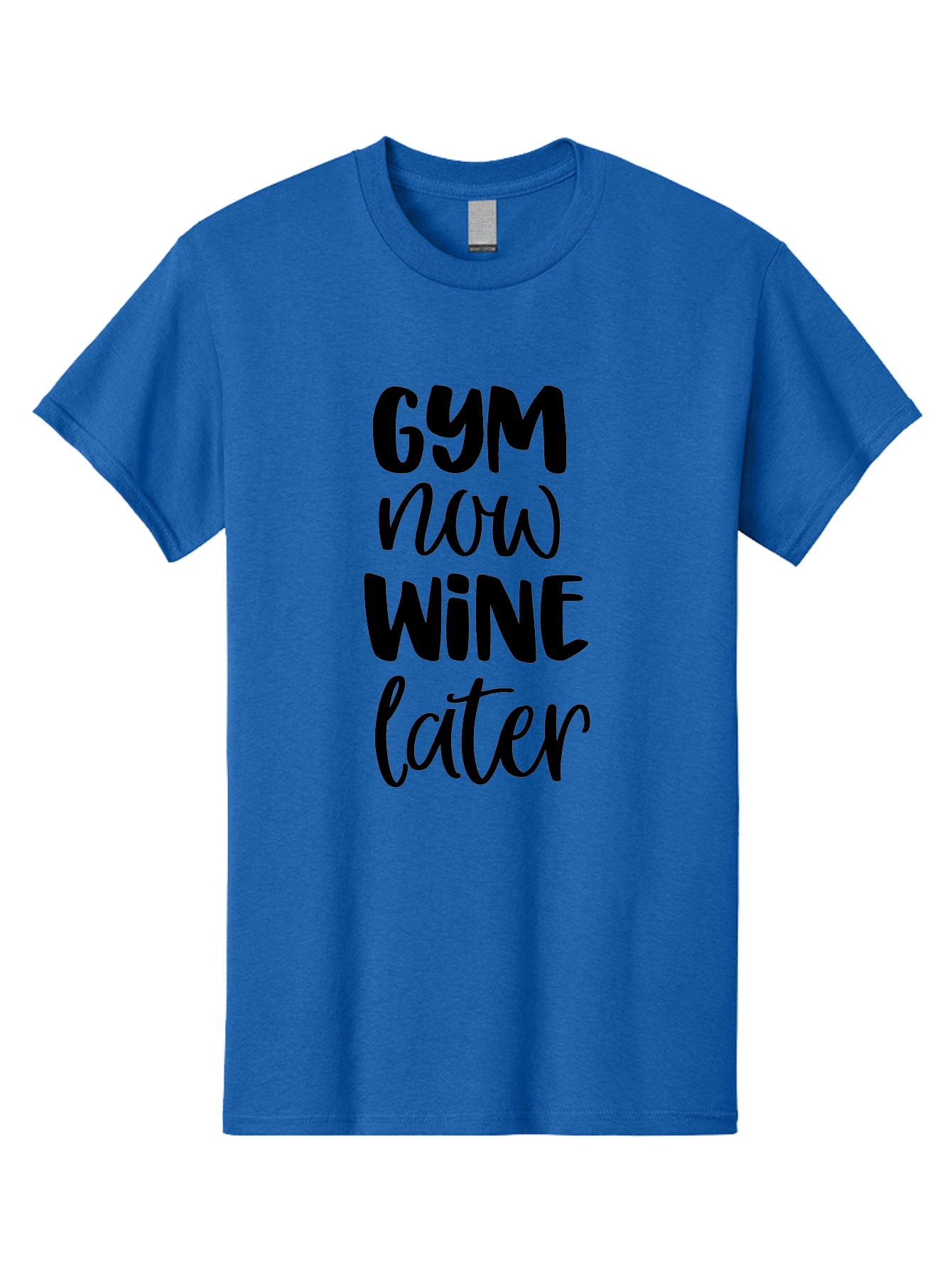 Gym-Now-Wine-Later-1 Men'S Graphic Tee, 100% Cotton, Comfortable Casual Summer Wear, Machine Washable, Gym Motivation, Fitness Quotes, Wine Lover, Fitness Humor, Workout Inspiration, Funny Sayings, Wine Time, Gym Now Wine Later Aac783