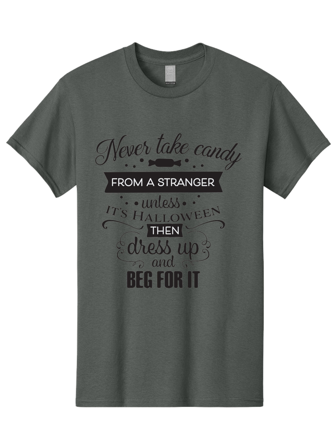 Halloween-Candy-Safety Men'S Graphic Tee, 100% Cotton, Comfortable Casual Summer Wear, Machine Washable, Halloween Safety, Candy From Strangers, Trick-Or-Treat, Halloween Humor, Funny Quotes, Candy Begging, Halloween Fun Aac787