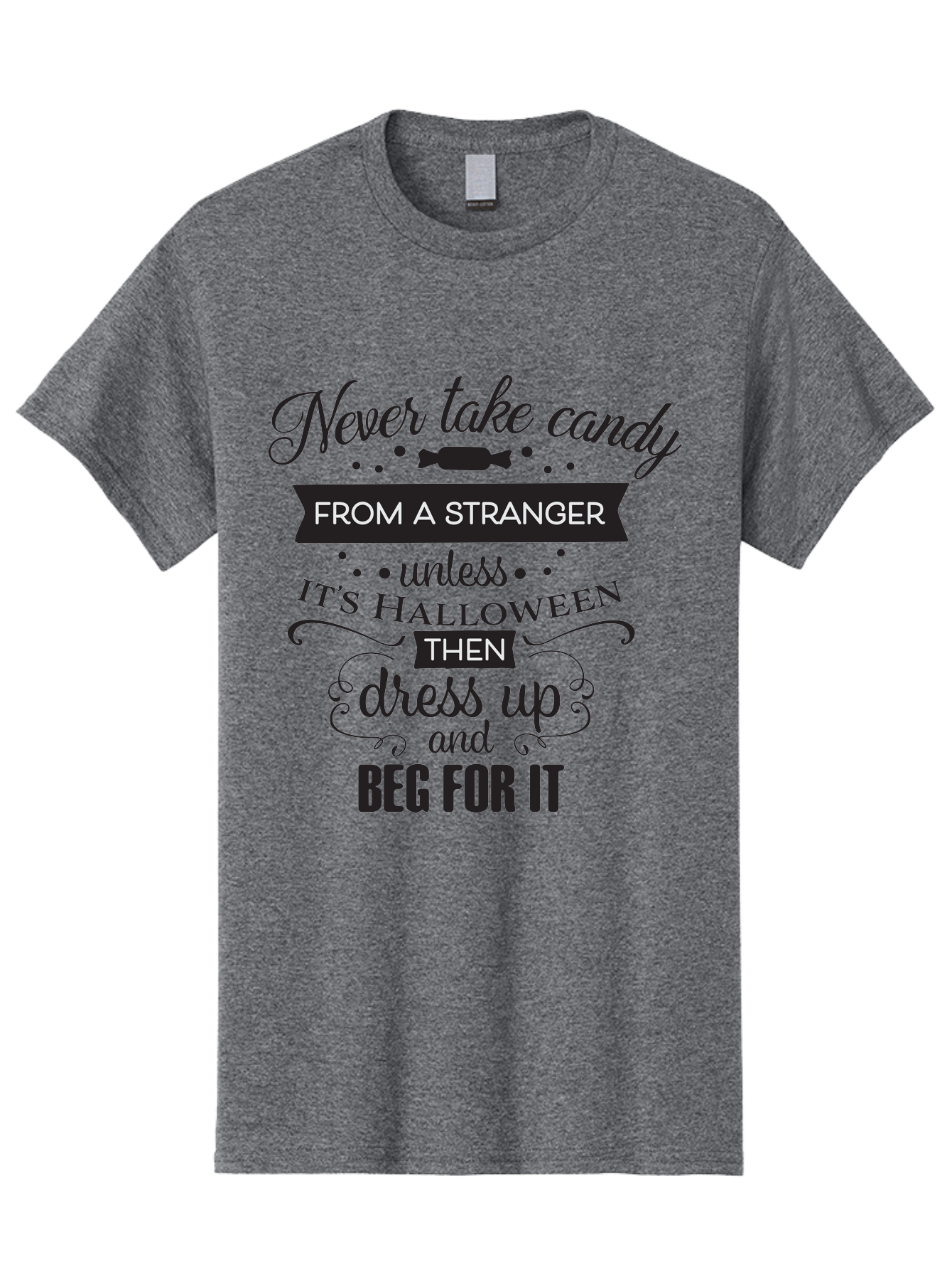 Halloween-Candy-Safety Men'S Graphic Tee, 100% Cotton, Comfortable Casual Summer Wear, Machine Washable, Halloween Safety, Candy From Strangers, Trick-Or-Treat, Halloween Humor, Funny Quotes, Candy Begging, Halloween Fun Aac787