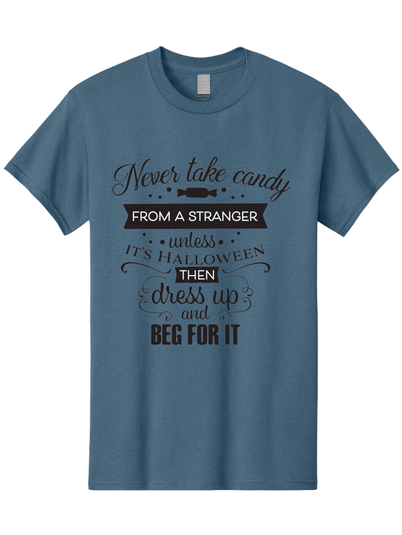 Halloween-Candy-Safety Men'S Graphic Tee, 100% Cotton, Comfortable Casual Summer Wear, Machine Washable, Halloween Safety, Candy From Strangers, Trick-Or-Treat, Halloween Humor, Funny Quotes, Candy Begging, Halloween Fun Aac787