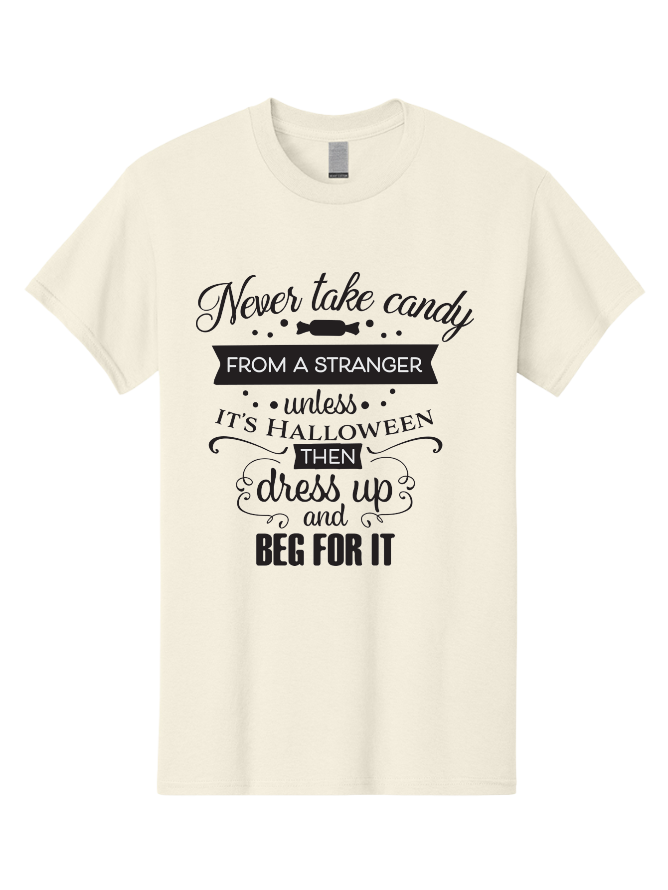 Halloween-Candy-Safety Men'S Graphic Tee, 100% Cotton, Comfortable Casual Summer Wear, Machine Washable, Halloween Safety, Candy From Strangers, Trick-Or-Treat, Halloween Humor, Funny Quotes, Candy Begging, Halloween Fun Aac787