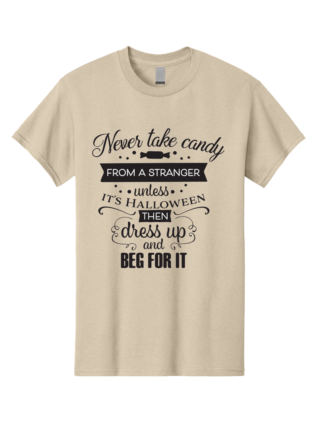 Halloween-Candy-Safety Men'S Graphic Tee, 100% Cotton, Comfortable Casual Summer Wear, Machine Washable, Halloween Safety, Candy From Strangers, Trick-Or-Treat, Halloween Humor, Funny Quotes, Candy Begging, Halloween Fun Aac787