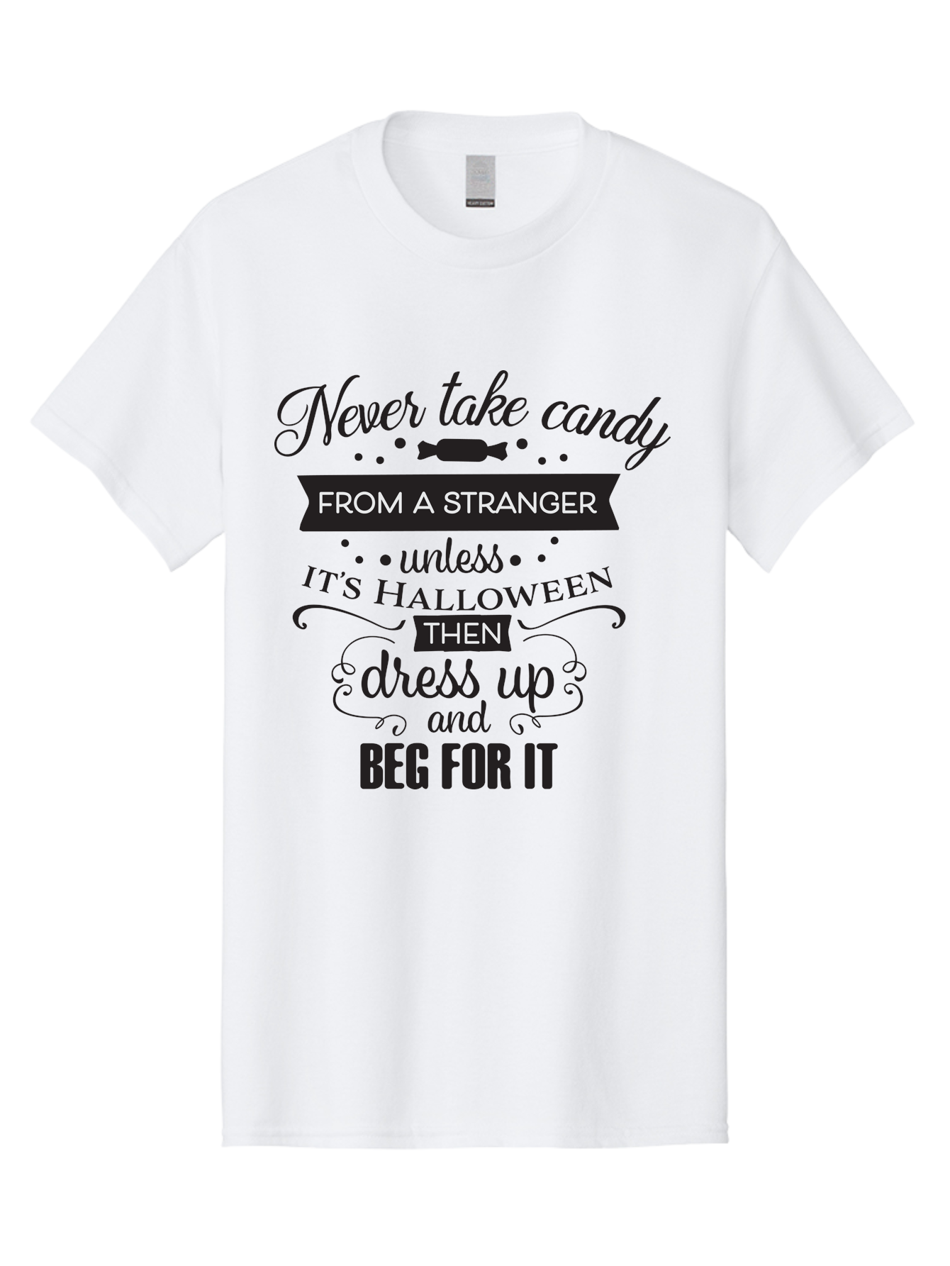 Halloween-Candy-Safety Men'S Graphic Tee, 100% Cotton, Comfortable Casual Summer Wear, Machine Washable, Halloween Safety, Candy From Strangers, Trick-Or-Treat, Halloween Humor, Funny Quotes, Candy Begging, Halloween Fun Aac787