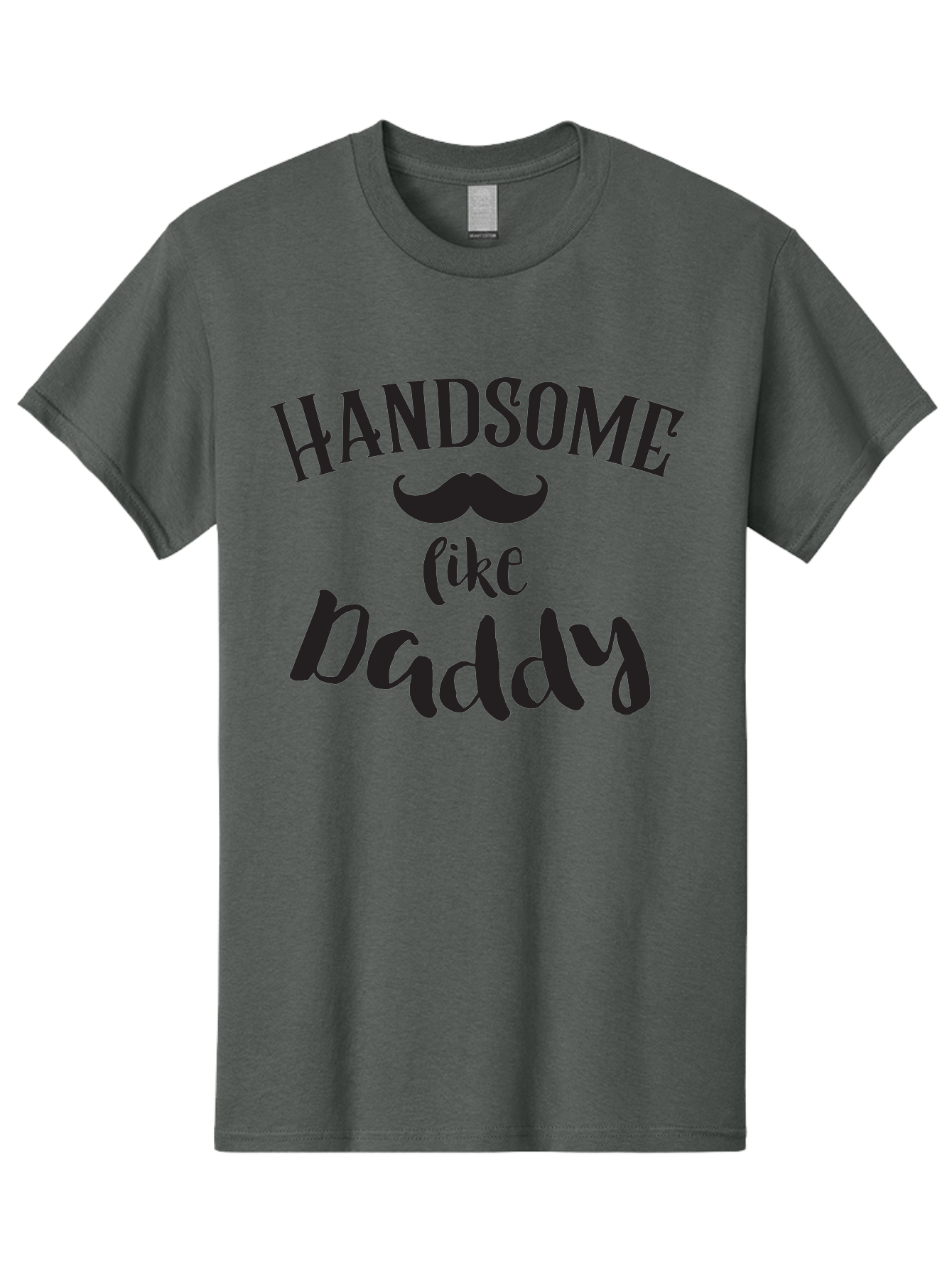 Handsome-Like-Daddy Men'S Graphic Tee, 100% Cotton, Comfortable Casual Summer Wear, Machine Washable, Handsome Daddy, Father'S Day Gift, Dad Quote, Mustache Graphic, Funny Dad Joke, Father Son Bonding, Daddy Shirt Design Aac793