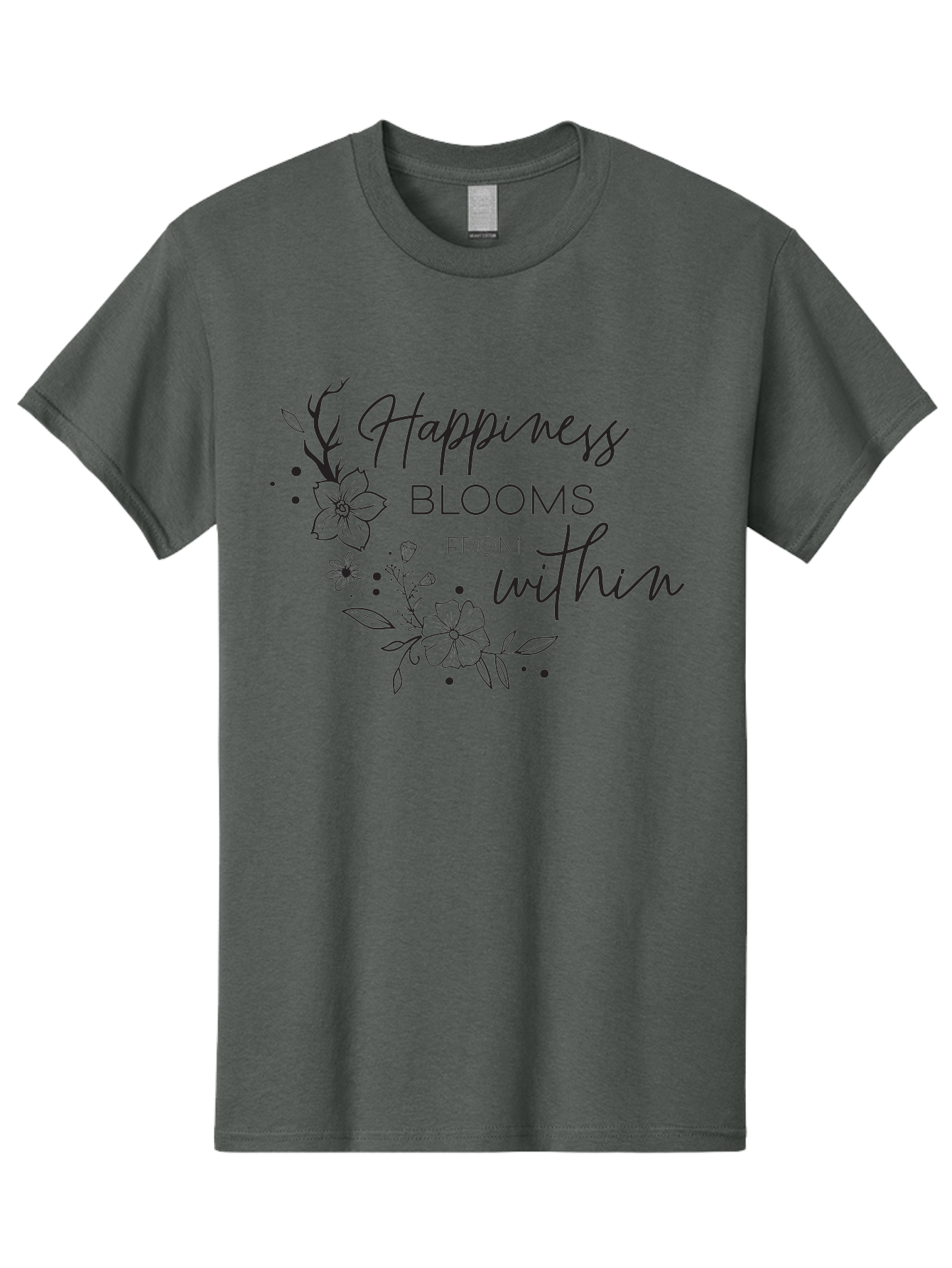 Happiness-Blooms Men'S Graphic Tee, 100% Cotton, Comfortable Casual Summer Wear, Machine Washable, Happiness Blooms, Inner Happiness, Positive Affirmations, Floral Designs, Inspirational Quotes, Motivational Quotes, Floral Illustrations, Aac794