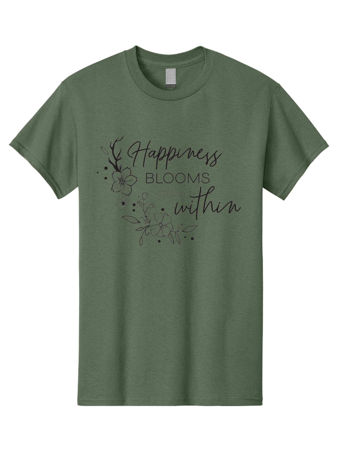 Happiness-Blooms Men'S Graphic Tee, 100% Cotton, Comfortable Casual Summer Wear, Machine Washable, Happiness Blooms, Inner Happiness, Positive Affirmations, Floral Designs, Inspirational Quotes, Motivational Quotes, Floral Illustrations, Aac794