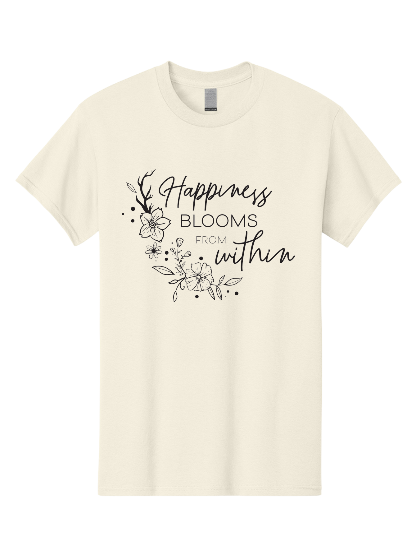Happiness-Blooms Men'S Graphic Tee, 100% Cotton, Comfortable Casual Summer Wear, Machine Washable, Happiness Blooms, Inner Happiness, Positive Affirmations, Floral Designs, Inspirational Quotes, Motivational Quotes, Floral Illustrations, Aac794