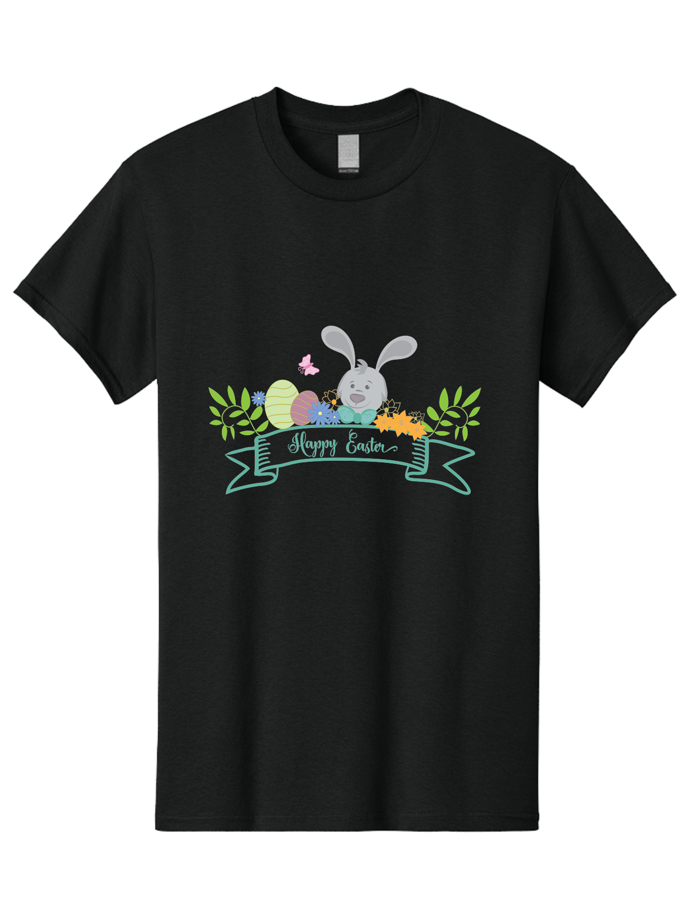Happy-Easter-1 Men'S Graphic Tee, 100% Cotton, Comfortable Casual Summer Wear, Machine Washable, Easter Bunny, Easter Eggs, Decorated Eggs, Spring Flowers, Festive Atmosphere, Pastel Colors, Cartoon Style, Easter Greeting, Joyful Celebration, Aac795