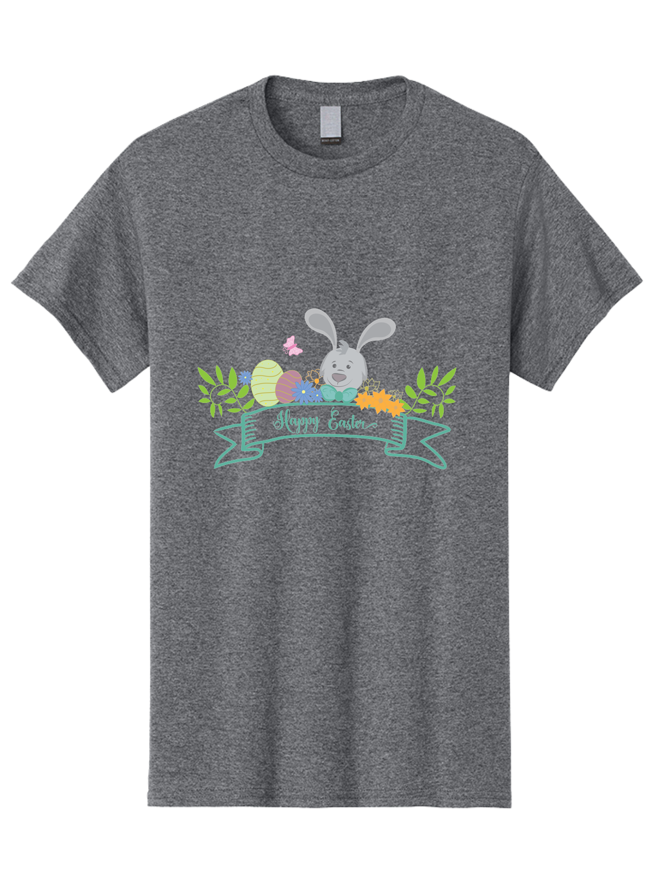 Happy-Easter-1 Men'S Graphic Tee, 100% Cotton, Comfortable Casual Summer Wear, Machine Washable, Easter Bunny, Easter Eggs, Decorated Eggs, Spring Flowers, Festive Atmosphere, Pastel Colors, Cartoon Style, Easter Greeting, Joyful Celebration, Aac795