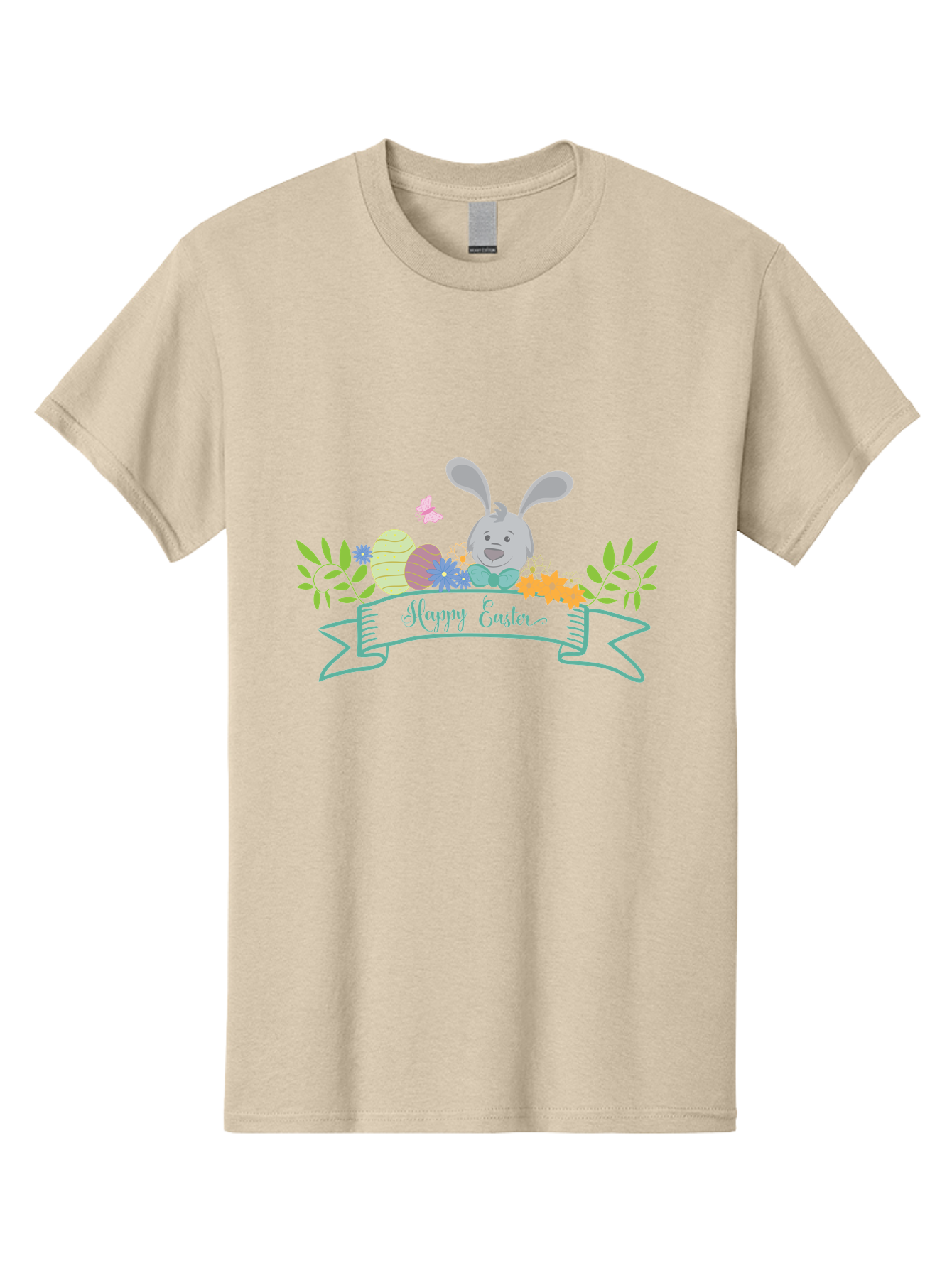 Happy-Easter-1 Men'S Graphic Tee, 100% Cotton, Comfortable Casual Summer Wear, Machine Washable, Easter Bunny, Easter Eggs, Decorated Eggs, Spring Flowers, Festive Atmosphere, Pastel Colors, Cartoon Style, Easter Greeting, Joyful Celebration, Aac795