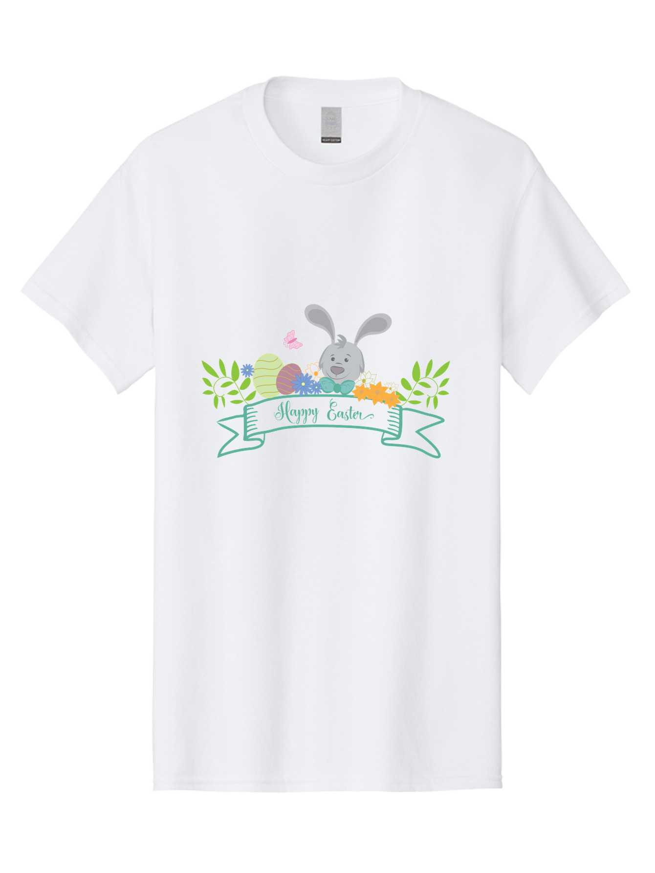Happy-Easter-1 Men'S Graphic Tee, 100% Cotton, Comfortable Casual Summer Wear, Machine Washable, Easter Bunny, Easter Eggs, Decorated Eggs, Spring Flowers, Festive Atmosphere, Pastel Colors, Cartoon Style, Easter Greeting, Joyful Celebration, Aac795