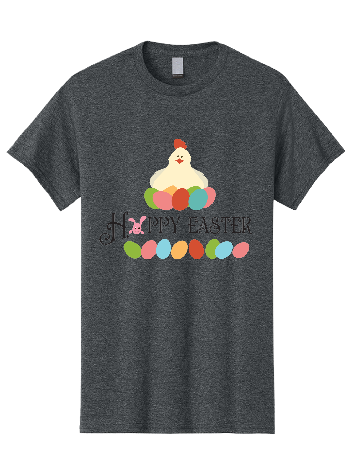 Happy-Easter Men'S Graphic Tee, 100% Cotton, Comfortable Casual Summer Wear, Machine Washable, Easter Eggs, Happy Easter, Easter Bunny, Easter Egg Hunt, Easter Celebration, Colorful Eggs, Spring Season, Chickens And Eggs Aac796