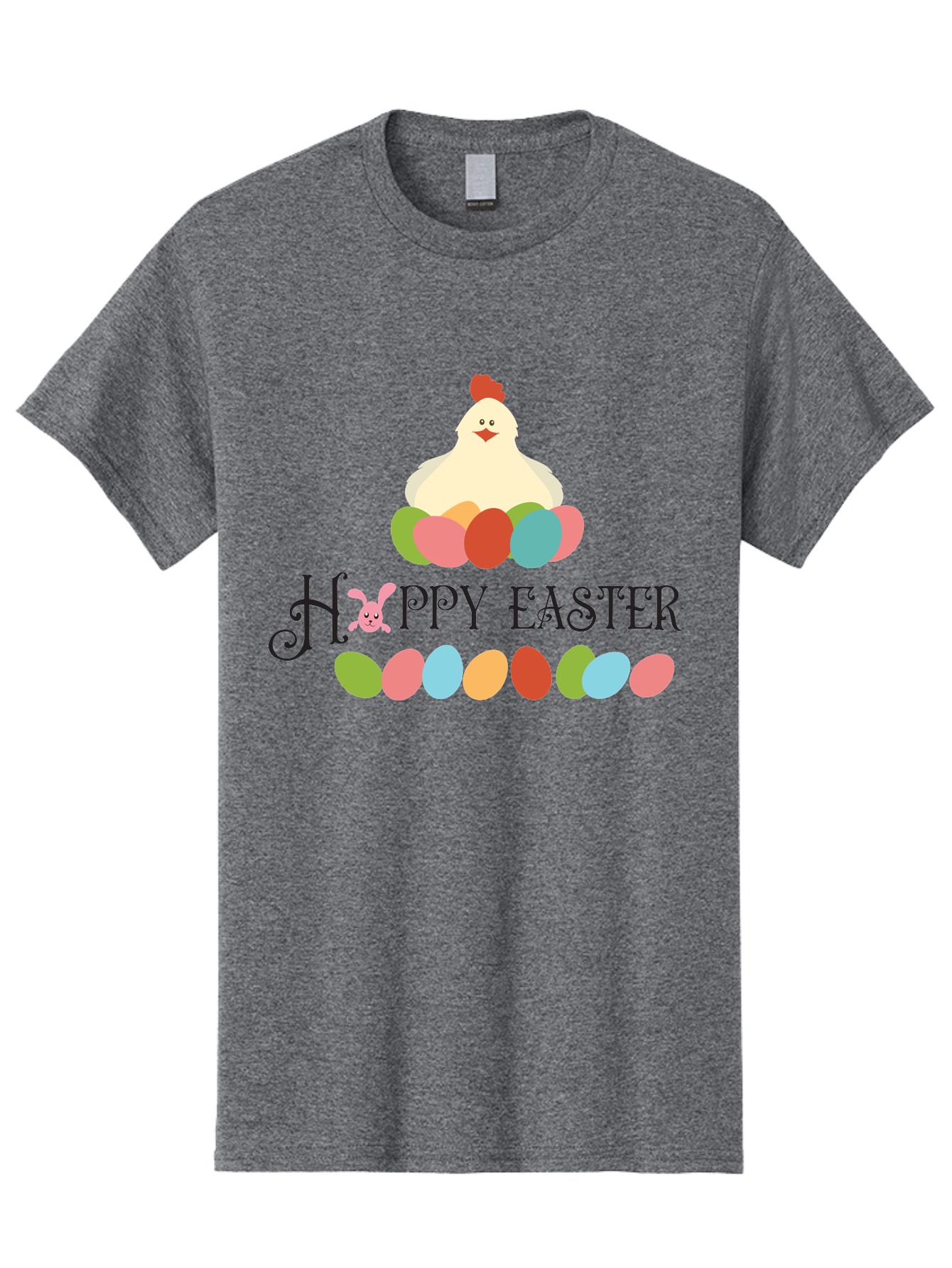 Happy-Easter Men'S Graphic Tee, 100% Cotton, Comfortable Casual Summer Wear, Machine Washable, Easter Eggs, Happy Easter, Easter Bunny, Easter Egg Hunt, Easter Celebration, Colorful Eggs, Spring Season, Chickens And Eggs Aac796