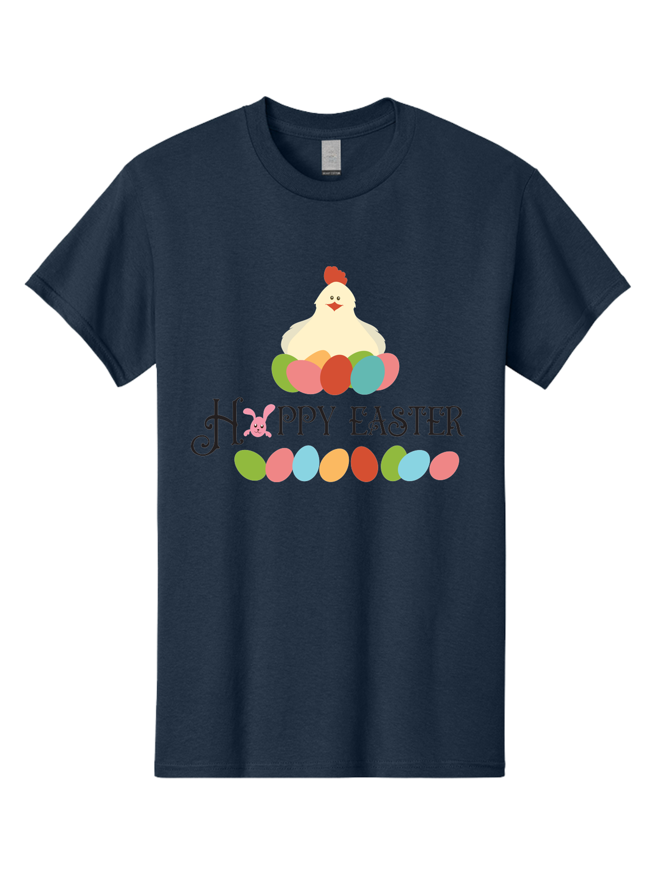 Happy-Easter Men'S Graphic Tee, 100% Cotton, Comfortable Casual Summer Wear, Machine Washable, Easter Eggs, Happy Easter, Easter Bunny, Easter Egg Hunt, Easter Celebration, Colorful Eggs, Spring Season, Chickens And Eggs Aac796