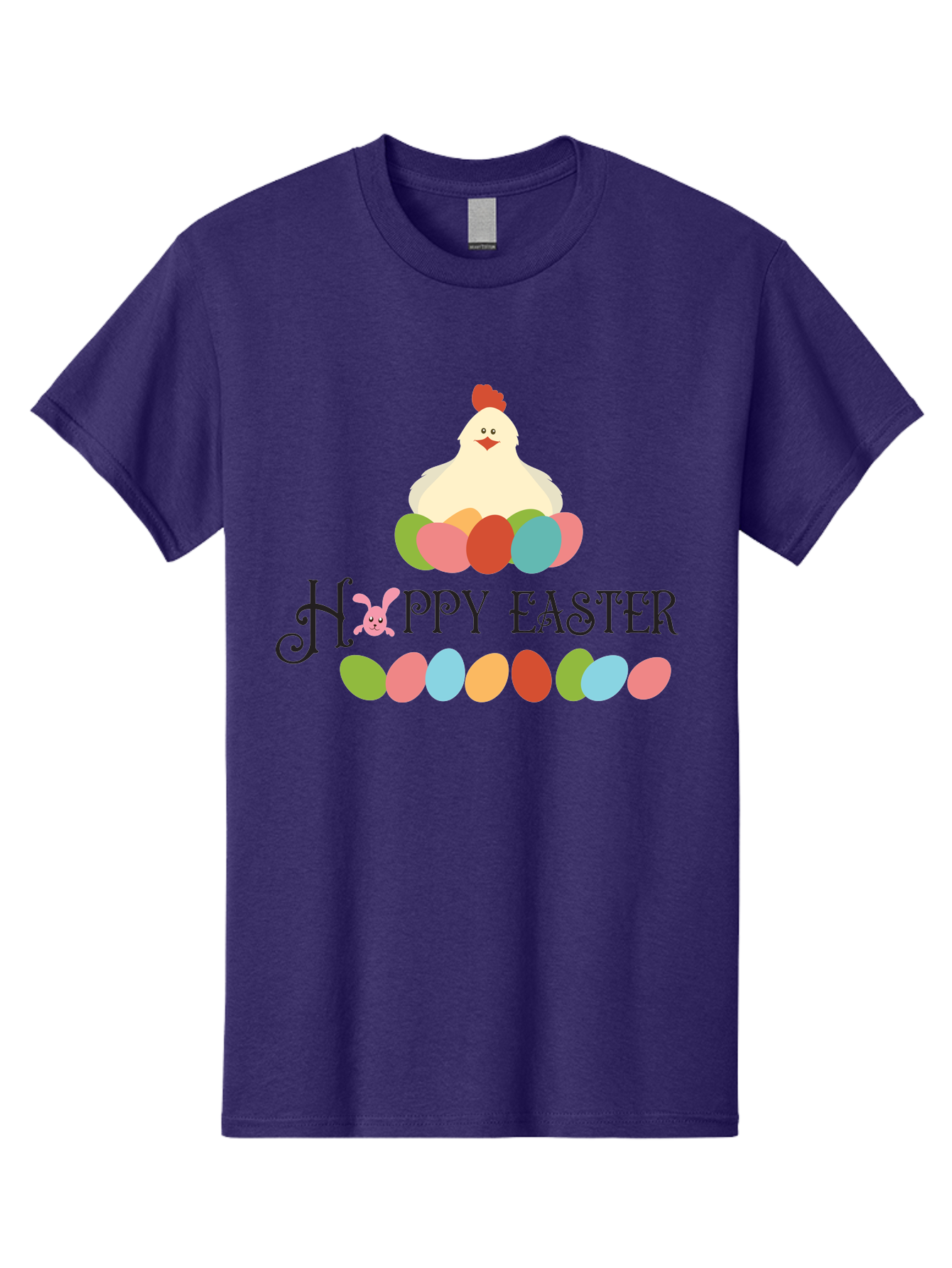 Happy-Easter Men'S Graphic Tee, 100% Cotton, Comfortable Casual Summer Wear, Machine Washable, Easter Eggs, Happy Easter, Easter Bunny, Easter Egg Hunt, Easter Celebration, Colorful Eggs, Spring Season, Chickens And Eggs Aac796
