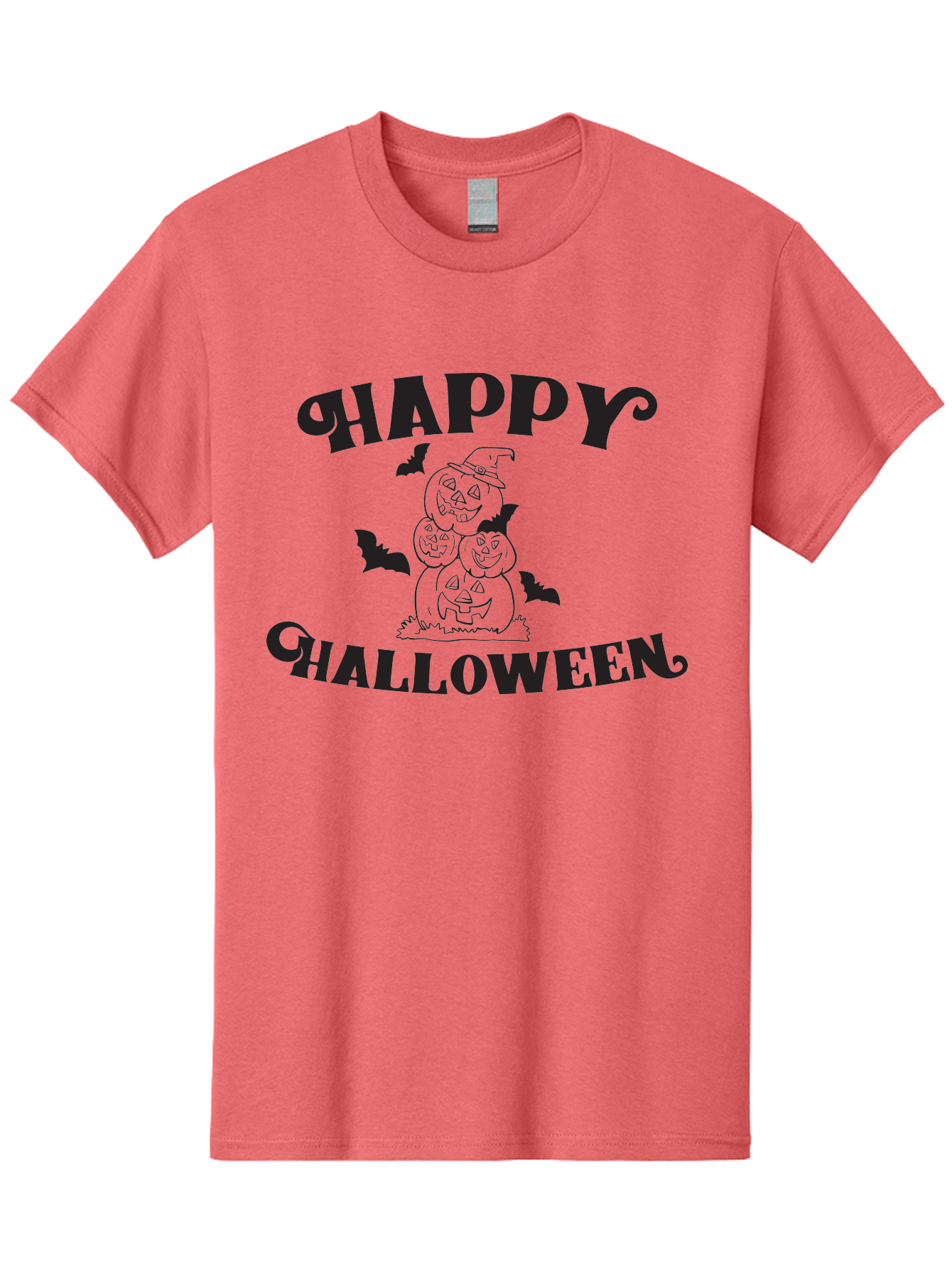 Happy-Halloween Men'S Graphic Tee, 100% Cotton, Comfortable Casual Summer Wear, Machine Washable, Halloween Pumpkins, Jack O' Lanterns, Spooky Bats, Pumpkin Stack, Witch Hat, Halloween Graphics, Halloween Illustrations, Seasonal Design, Aac797