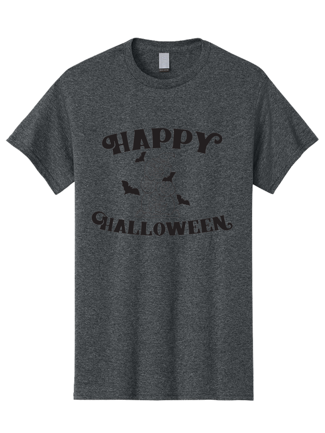 Happy-Halloween Men'S Graphic Tee, 100% Cotton, Comfortable Casual Summer Wear, Machine Washable, Halloween Pumpkins, Jack O' Lanterns, Spooky Bats, Pumpkin Stack, Witch Hat, Halloween Graphics, Halloween Illustrations, Seasonal Design, Aac797
