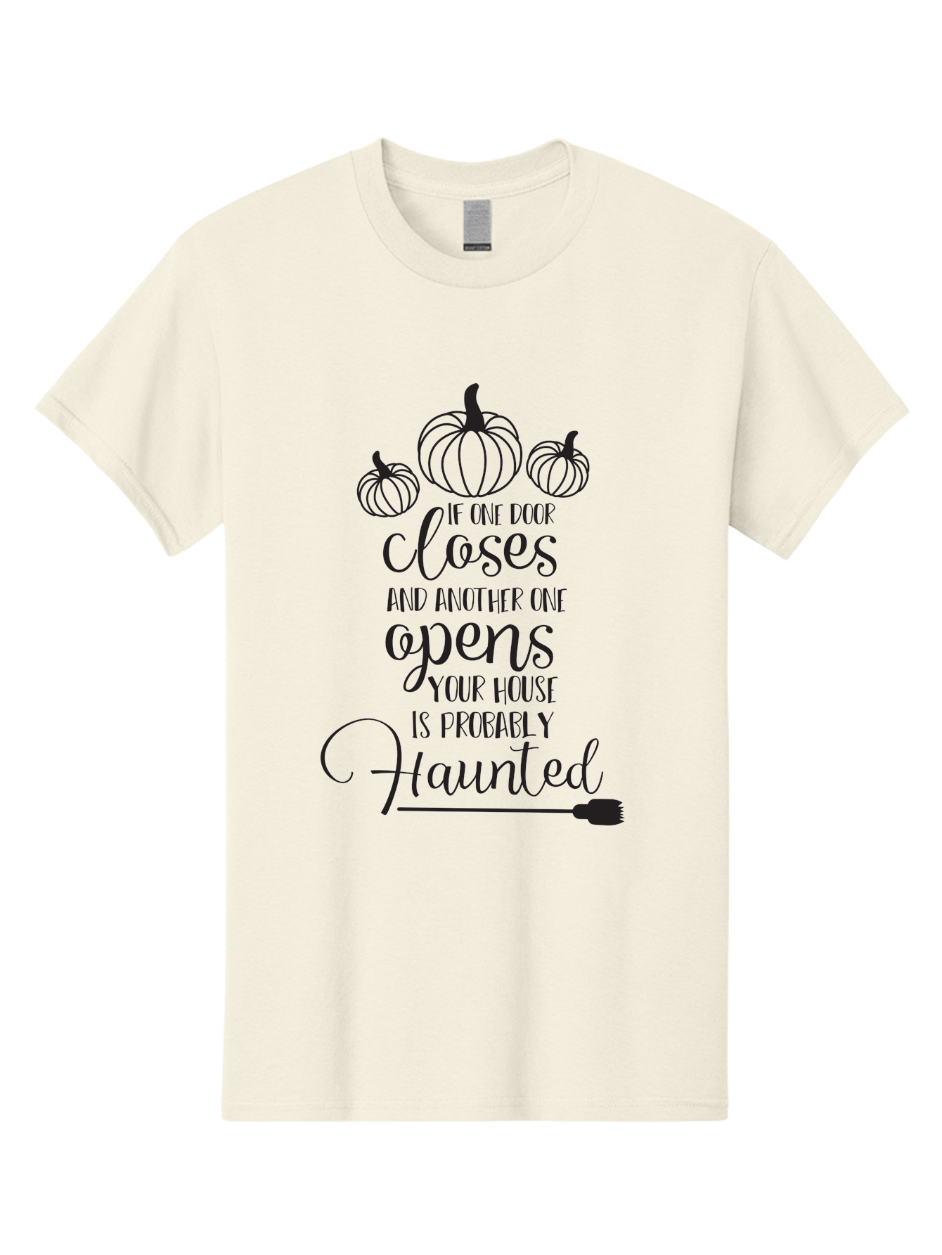 Haunted-House-Quote Men'S Graphic Tee, 100% Cotton, Comfortable Casual Summer Wear, Machine Washable, Halloween Quote, Spooky Sayings, Haunted House, Autumn Decorations, Pumpkin Illustrations, Black Silhouettes, Witch'S Broom, Fall Vibes, Aac799