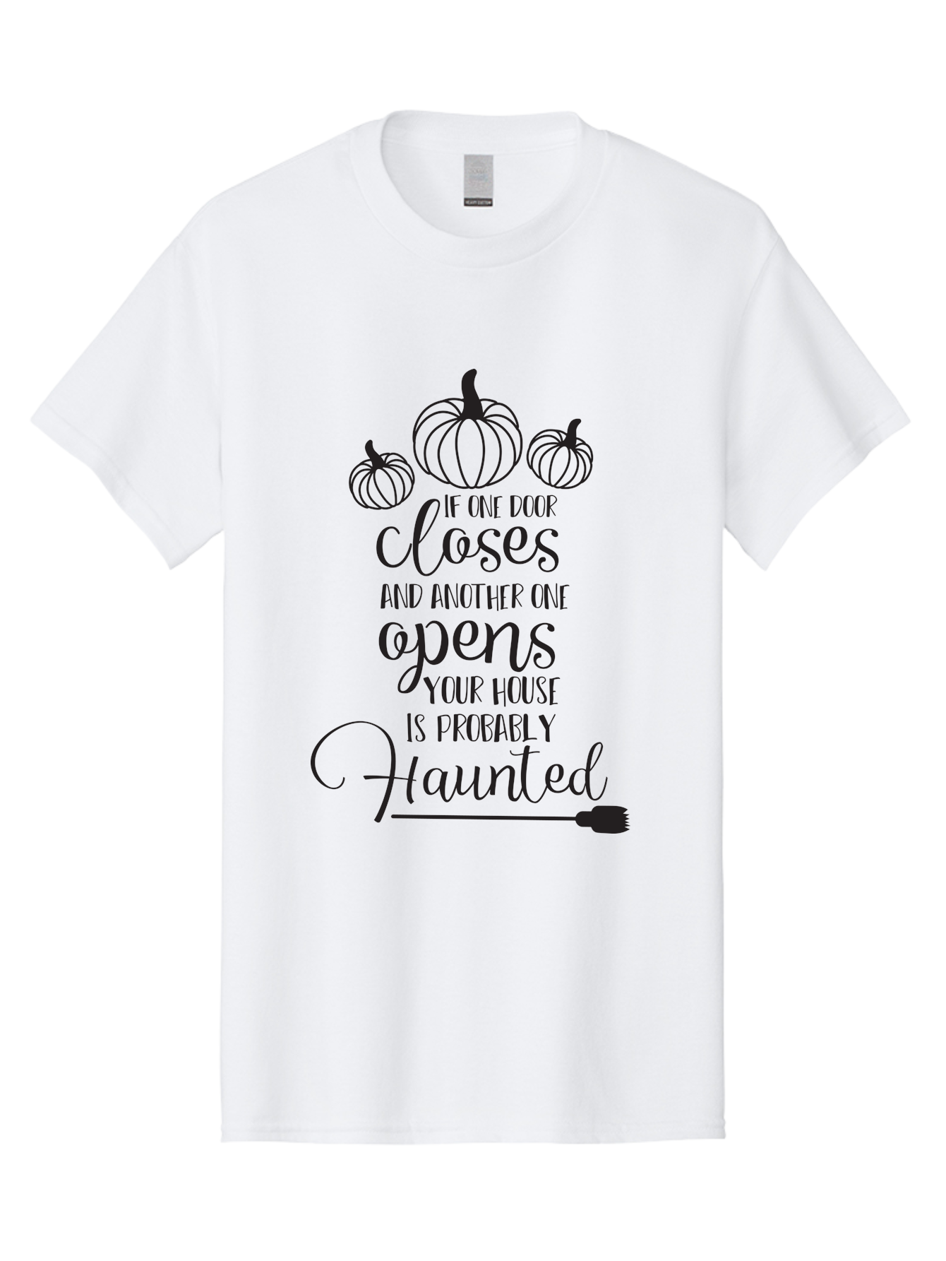 Haunted-House-Quote Men'S Graphic Tee, 100% Cotton, Comfortable Casual Summer Wear, Machine Washable, Halloween Quote, Spooky Sayings, Haunted House, Autumn Decorations, Pumpkin Illustrations, Black Silhouettes, Witch'S Broom, Fall Vibes, Aac799