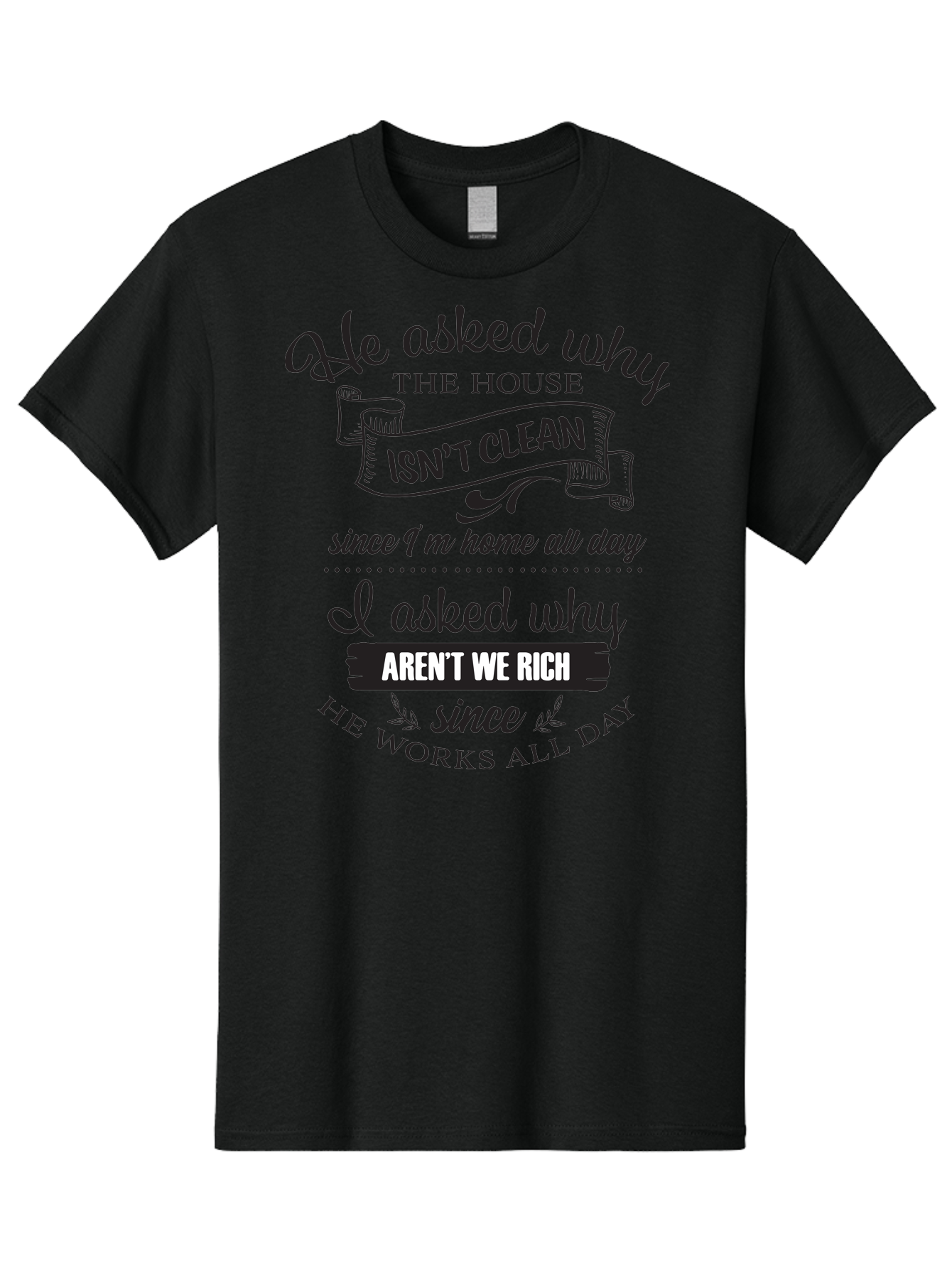 He-Asked-Why Men'S Graphic Tee, 100% Cotton, Comfortable Casual Summer Wear, Machine Washable, Funny Quote, Sarcastic Saying, Household Chores, Work-Life Balance, Humorous Graphics, Witty Phrases, Relatable Quotes, Cleaning Humor, Aac801