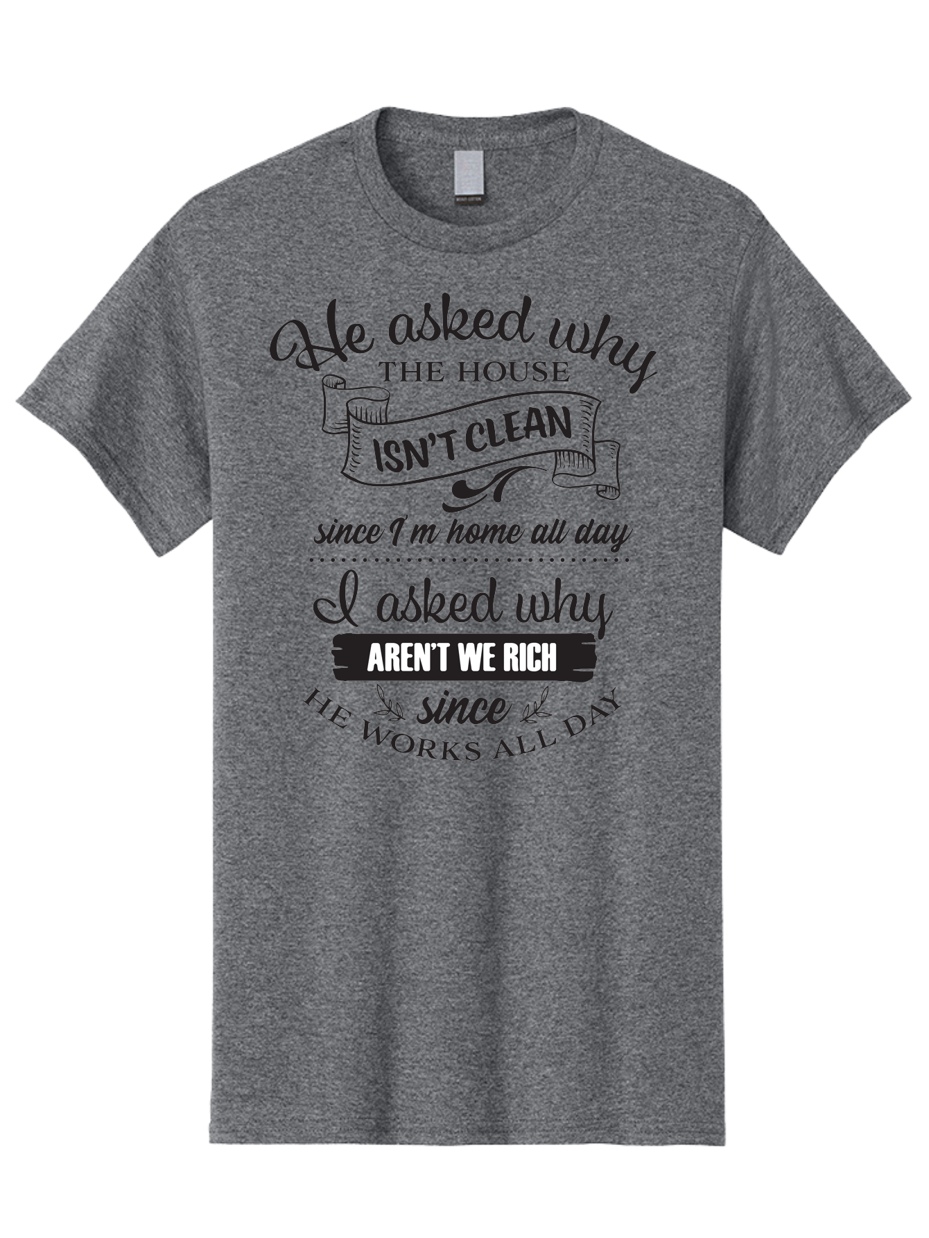 He-Asked-Why Men'S Graphic Tee, 100% Cotton, Comfortable Casual Summer Wear, Machine Washable, Funny Quote, Sarcastic Saying, Household Chores, Work-Life Balance, Humorous Graphics, Witty Phrases, Relatable Quotes, Cleaning Humor, Aac801