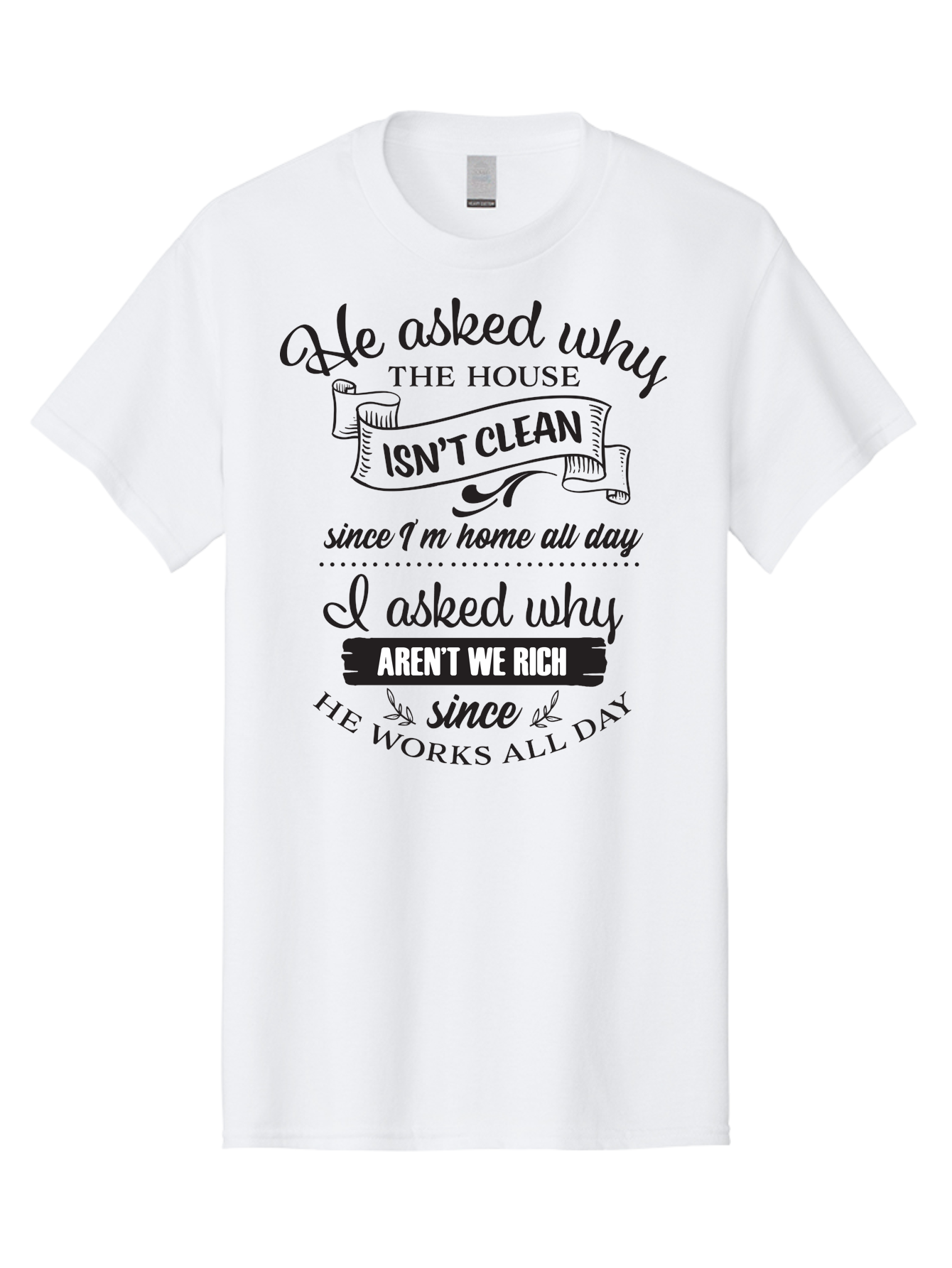 He-Asked-Why Men'S Graphic Tee, 100% Cotton, Comfortable Casual Summer Wear, Machine Washable, Funny Quote, Sarcastic Saying, Household Chores, Work-Life Balance, Humorous Graphics, Witty Phrases, Relatable Quotes, Cleaning Humor, Aac801