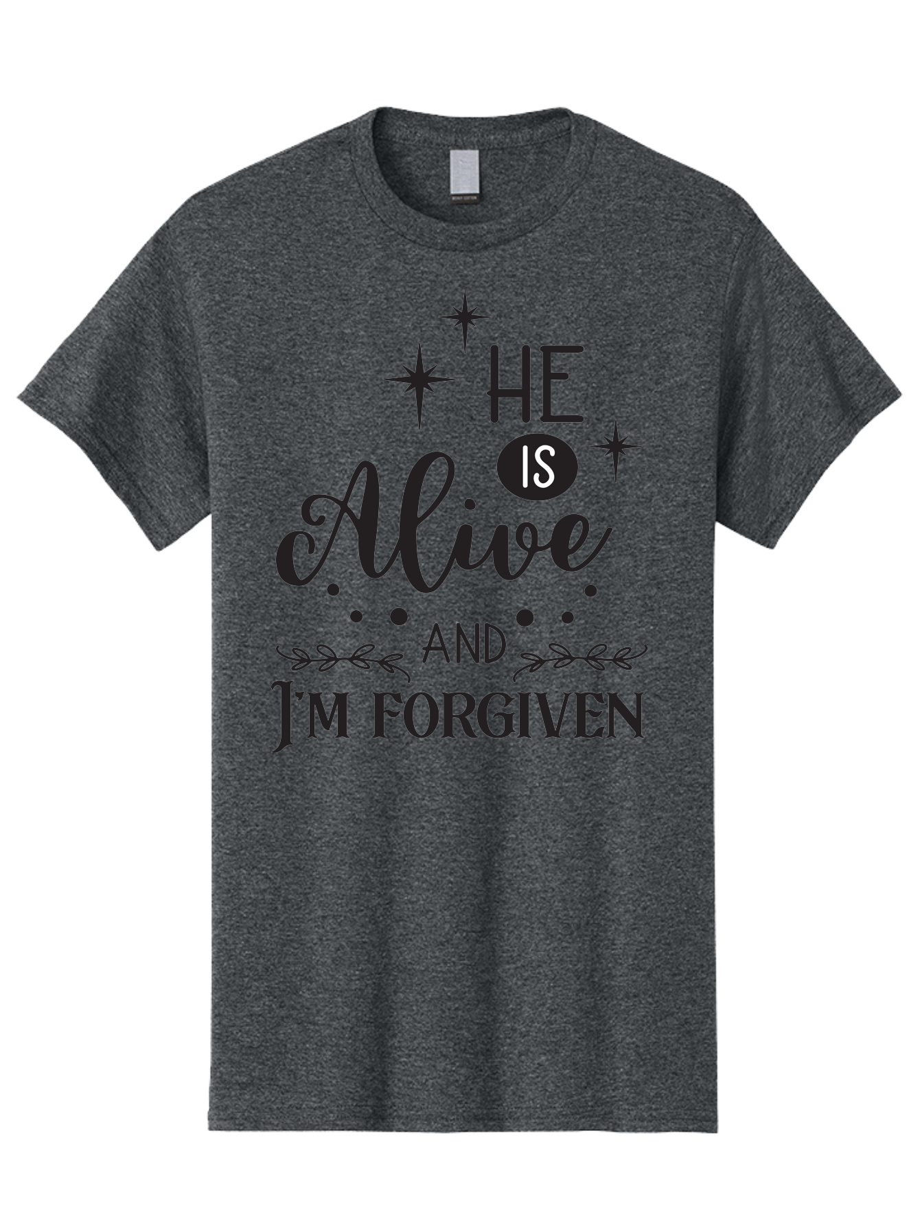 He-Is-Alive-And-I-M-Forgiven Men'S Graphic Tee, 100% Cotton, Comfortable Casual Summer Wear, Machine Washable, Inspirational Quote, Christian Message, Faith And Spirituality, Religious Text, Forgiveness And Salvation, Motivational Words, Aac805