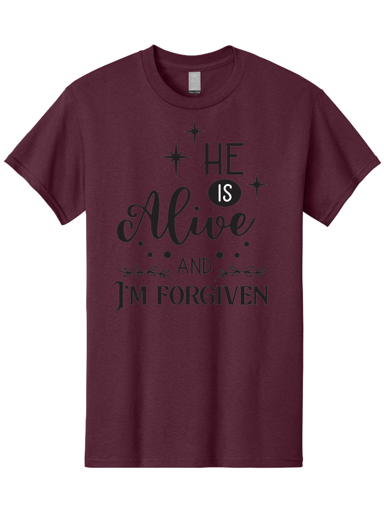 He-Is-Alive-And-I-M-Forgiven Men'S Graphic Tee, 100% Cotton, Comfortable Casual Summer Wear, Machine Washable, Inspirational Quote, Christian Message, Faith And Spirituality, Religious Text, Forgiveness And Salvation, Motivational Words, Aac805