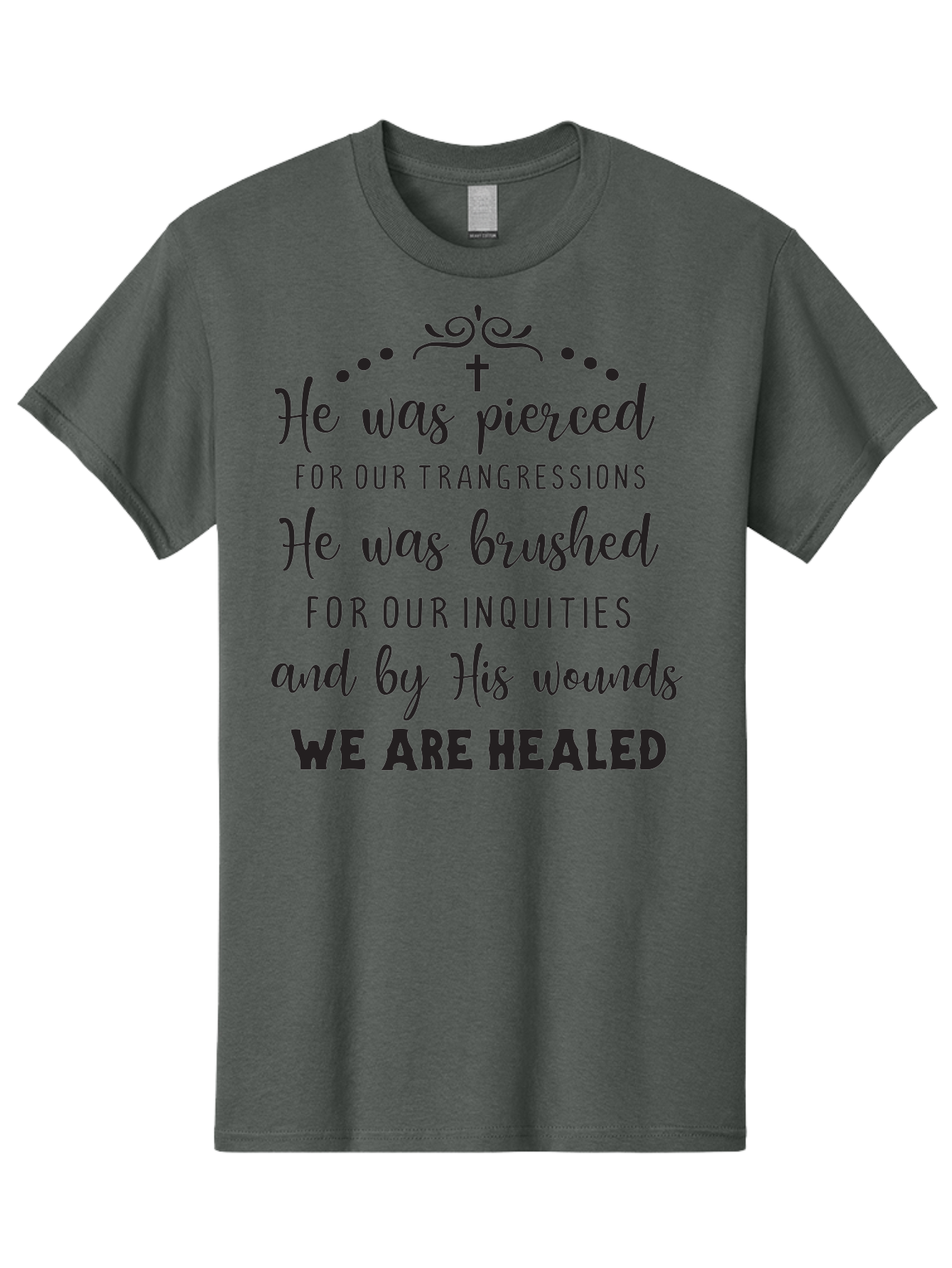 He-Was-Pierced Men'S Graphic Tee, 100% Cotton, Comfortable Casual Summer Wear, Machine Washable, Christian Inspirational Quote, Biblical Scripture, Faith Healing, Jesus Christ, Spiritual Growth, Hope And Redemption, Biblical Verse, Aac807