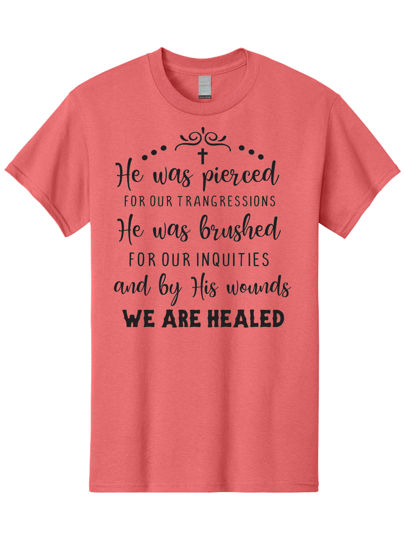 He-Was-Pierced Men'S Graphic Tee, 100% Cotton, Comfortable Casual Summer Wear, Machine Washable, Christian Inspirational Quote, Biblical Scripture, Faith Healing, Jesus Christ, Spiritual Growth, Hope And Redemption, Biblical Verse, Aac807