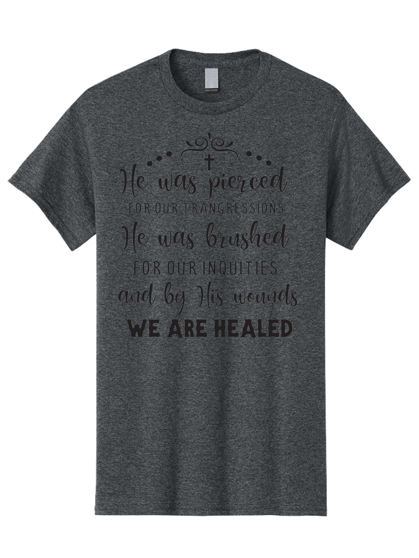 He-Was-Pierced Men'S Graphic Tee, 100% Cotton, Comfortable Casual Summer Wear, Machine Washable, Christian Inspirational Quote, Biblical Scripture, Faith Healing, Jesus Christ, Spiritual Growth, Hope And Redemption, Biblical Verse, Aac807