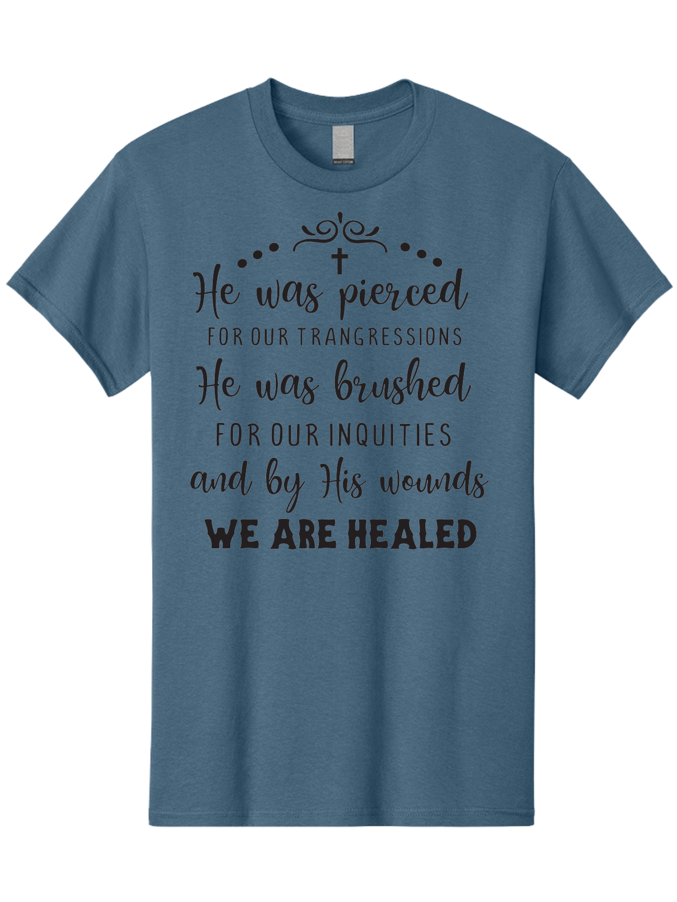 He-Was-Pierced Men'S Graphic Tee, 100% Cotton, Comfortable Casual Summer Wear, Machine Washable, Christian Inspirational Quote, Biblical Scripture, Faith Healing, Jesus Christ, Spiritual Growth, Hope And Redemption, Biblical Verse, Aac807