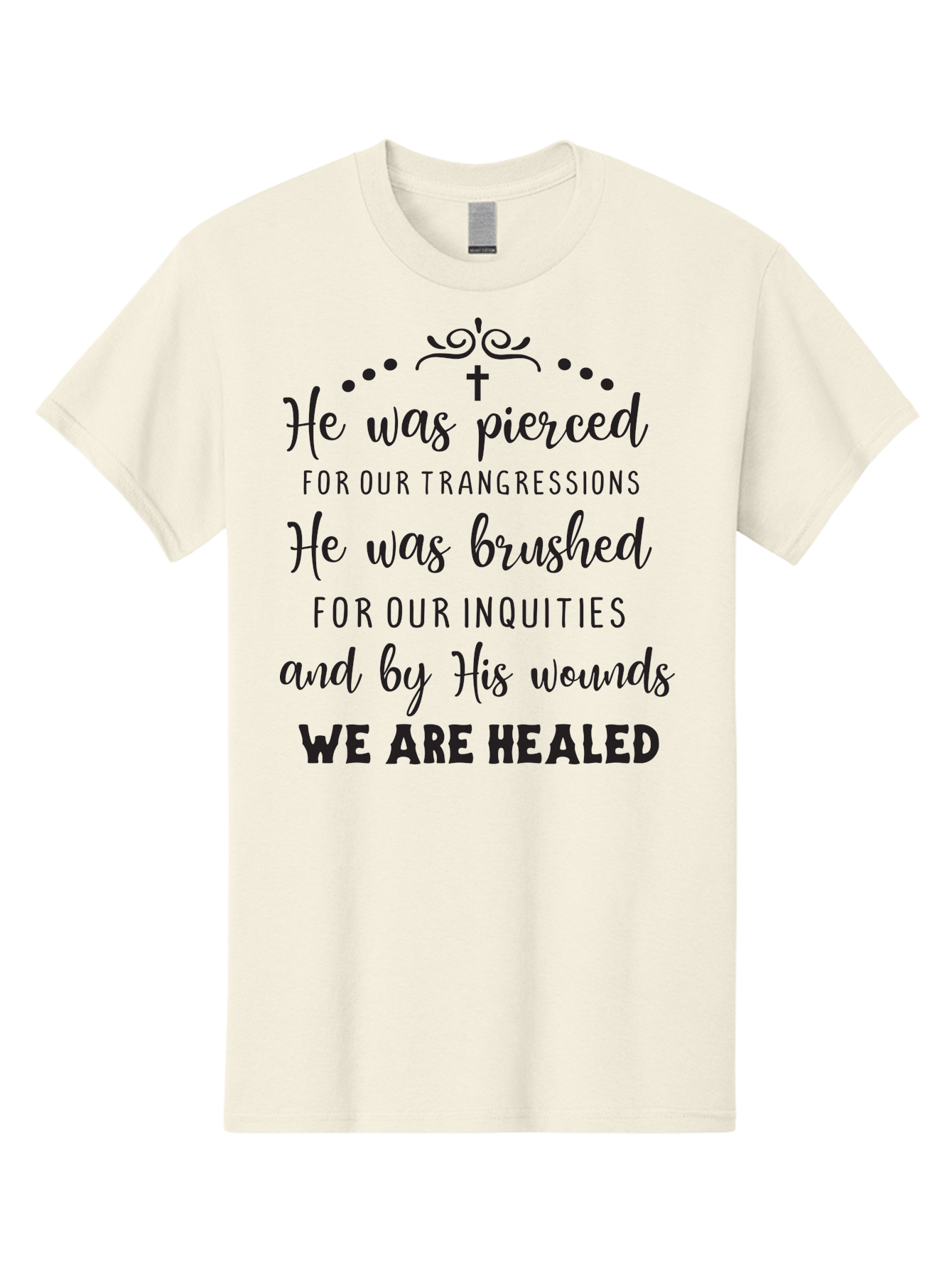 He-Was-Pierced Men'S Graphic Tee, 100% Cotton, Comfortable Casual Summer Wear, Machine Washable, Christian Inspirational Quote, Biblical Scripture, Faith Healing, Jesus Christ, Spiritual Growth, Hope And Redemption, Biblical Verse, Aac807