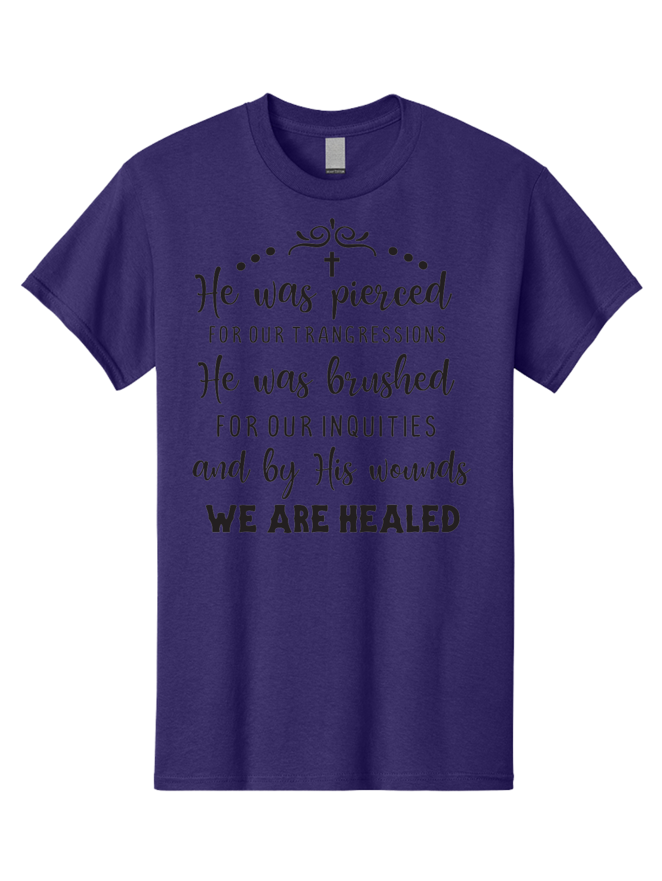 He-Was-Pierced Men'S Graphic Tee, 100% Cotton, Comfortable Casual Summer Wear, Machine Washable, Christian Inspirational Quote, Biblical Scripture, Faith Healing, Jesus Christ, Spiritual Growth, Hope And Redemption, Biblical Verse, Aac807