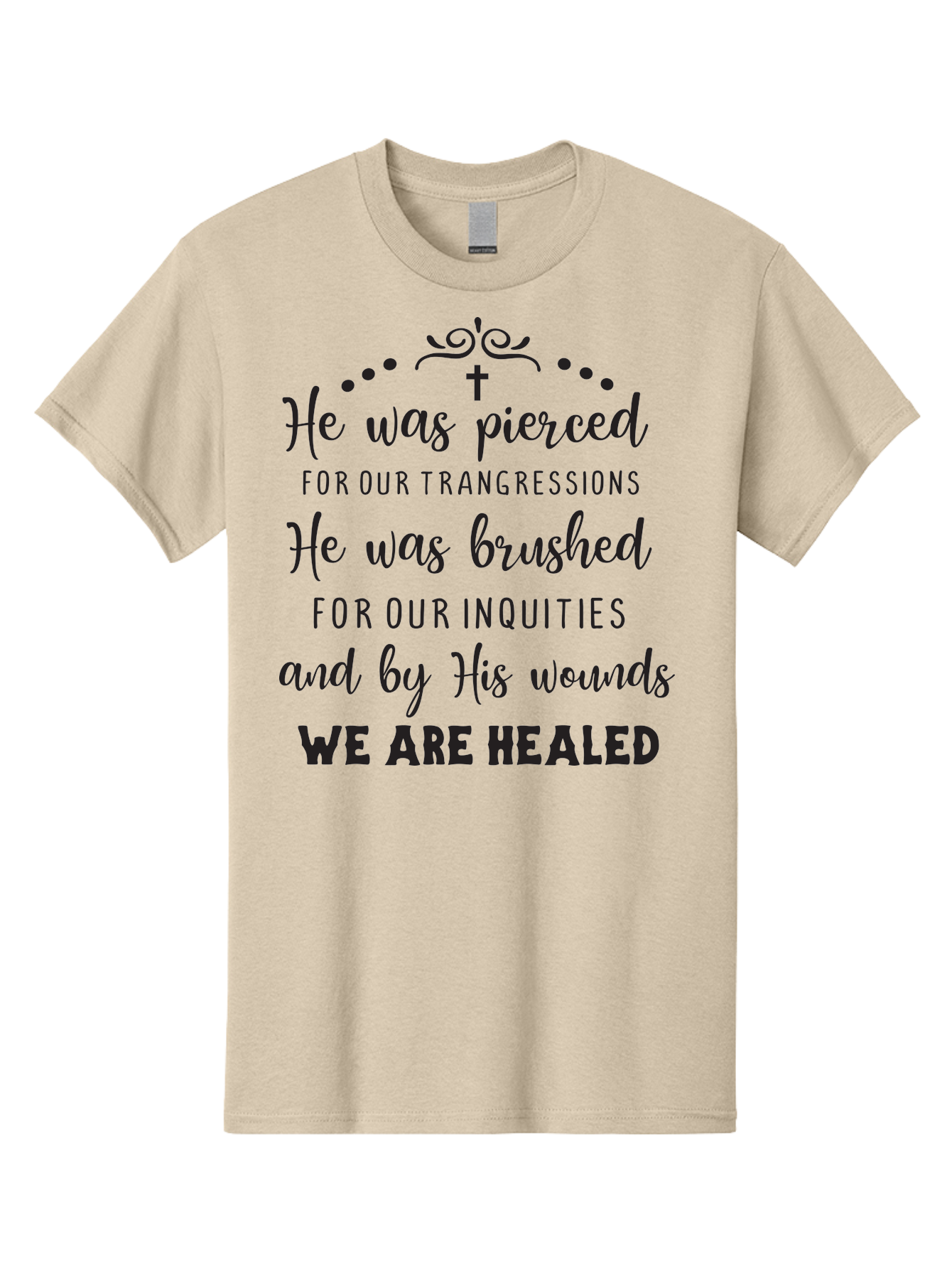 He-Was-Pierced Men'S Graphic Tee, 100% Cotton, Comfortable Casual Summer Wear, Machine Washable, Christian Inspirational Quote, Biblical Scripture, Faith Healing, Jesus Christ, Spiritual Growth, Hope And Redemption, Biblical Verse, Aac807