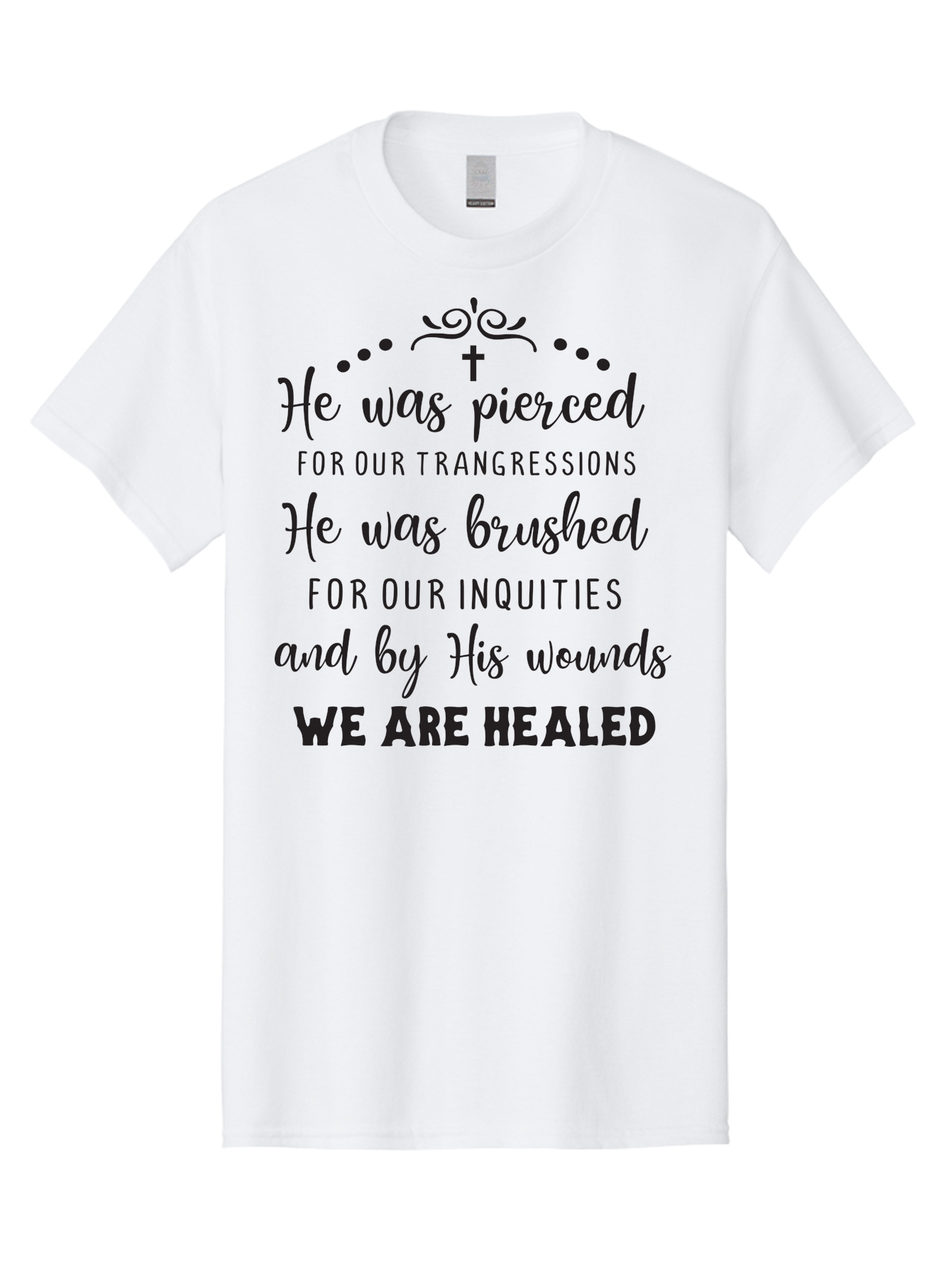 He-Was-Pierced Men'S Graphic Tee, 100% Cotton, Comfortable Casual Summer Wear, Machine Washable, Christian Inspirational Quote, Biblical Scripture, Faith Healing, Jesus Christ, Spiritual Growth, Hope And Redemption, Biblical Verse, Aac807