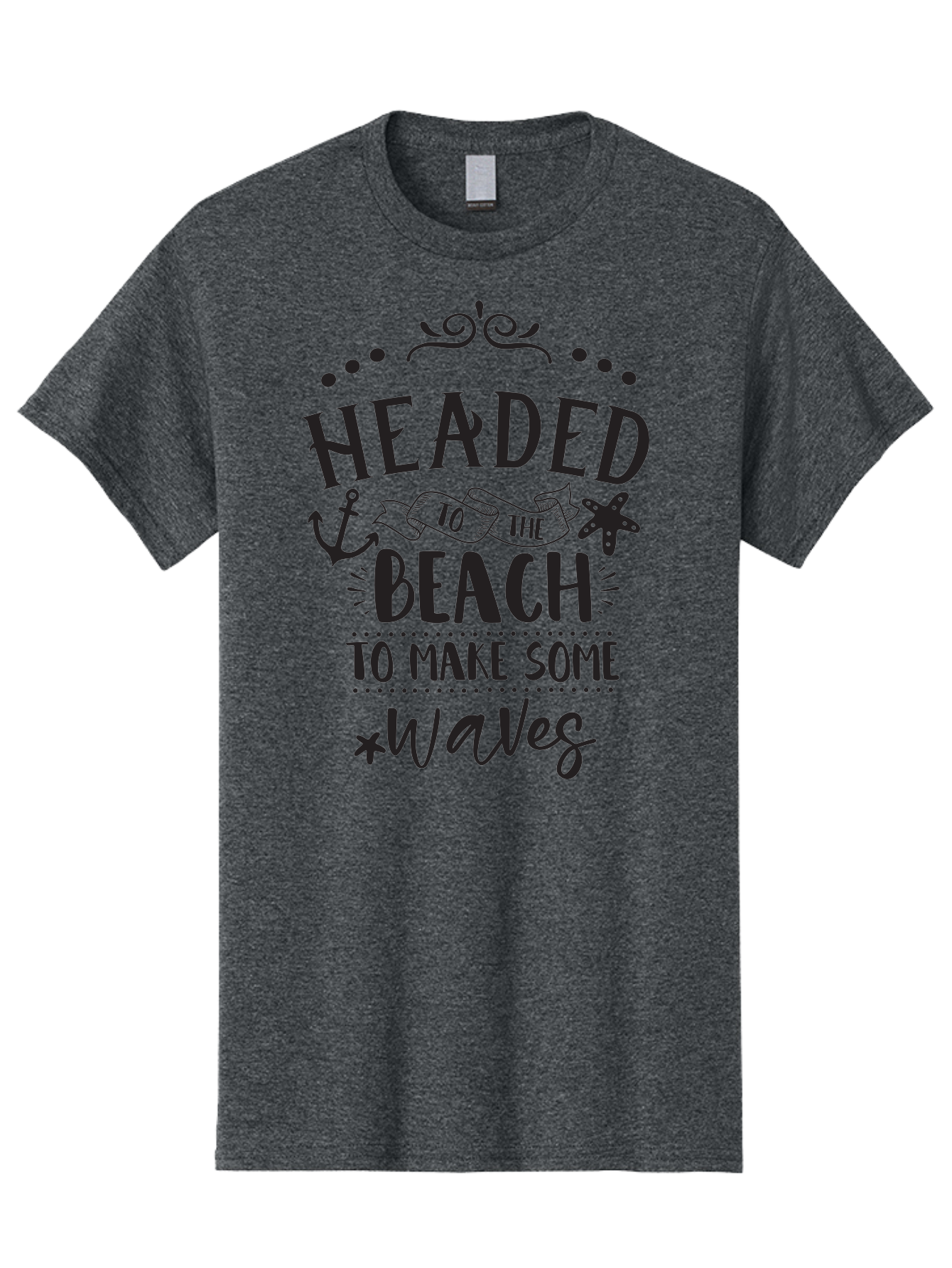 Headed-To-The-Beach Men'S Graphic Tee, 100% Cotton, Comfortable Casual Summer Wear, Machine Washable, Beach Inspiration, Ocean Quotes, Beachy Vibes, Coastal Style, Nautical Theme, Waves Inspiration, Anchor Symbol, Starfish Icon, Fun Quotes, Aac808
