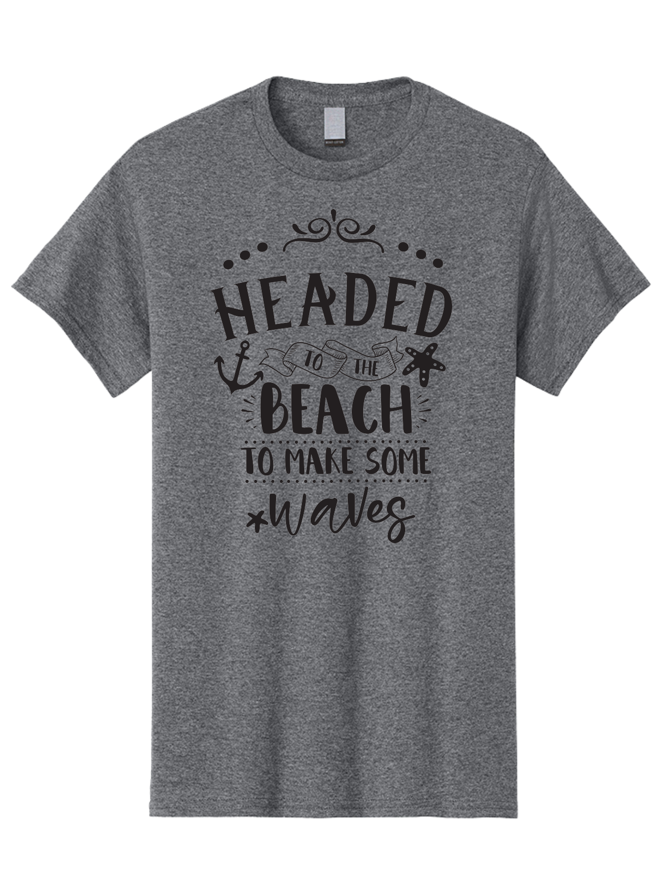 Headed-To-The-Beach Men'S Graphic Tee, 100% Cotton, Comfortable Casual Summer Wear, Machine Washable, Beach Inspiration, Ocean Quotes, Beachy Vibes, Coastal Style, Nautical Theme, Waves Inspiration, Anchor Symbol, Starfish Icon, Fun Quotes, Aac808