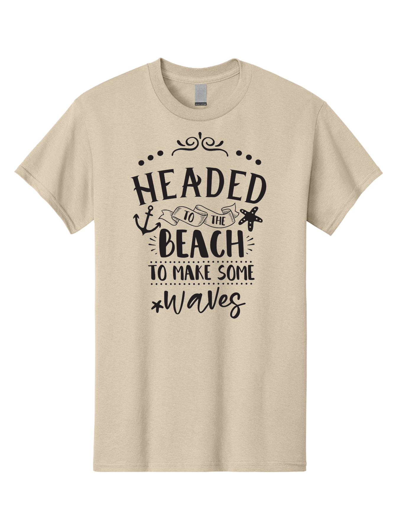 Headed-To-The-Beach Men'S Graphic Tee, 100% Cotton, Comfortable Casual Summer Wear, Machine Washable, Beach Inspiration, Ocean Quotes, Beachy Vibes, Coastal Style, Nautical Theme, Waves Inspiration, Anchor Symbol, Starfish Icon, Fun Quotes, Aac808