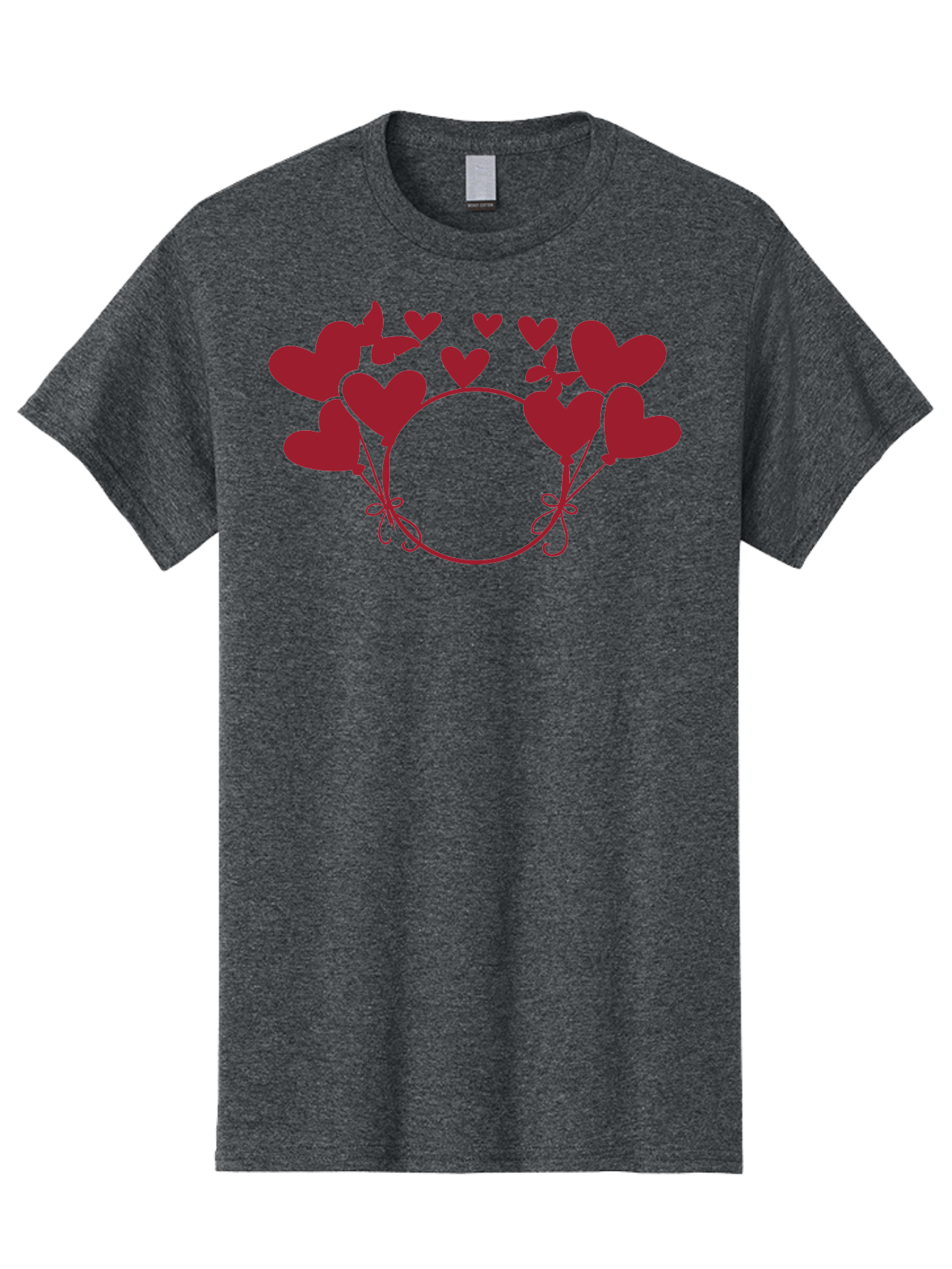 Heart-Wreath Men'S Graphic Tee, 100% Cotton, Comfortable Casual Summer Wear, Machine Washable, Heart-Shaped Frame, Floral Wreath, Red Hearts, Love Symbol, Decorative Border, Heart Design, Romantic Theme, Valentines Day Aac810