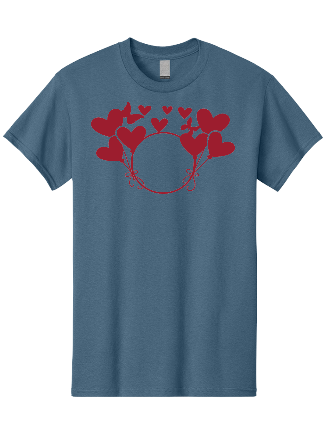 Heart-Wreath Men'S Graphic Tee, 100% Cotton, Comfortable Casual Summer Wear, Machine Washable, Heart-Shaped Frame, Floral Wreath, Red Hearts, Love Symbol, Decorative Border, Heart Design, Romantic Theme, Valentines Day Aac810