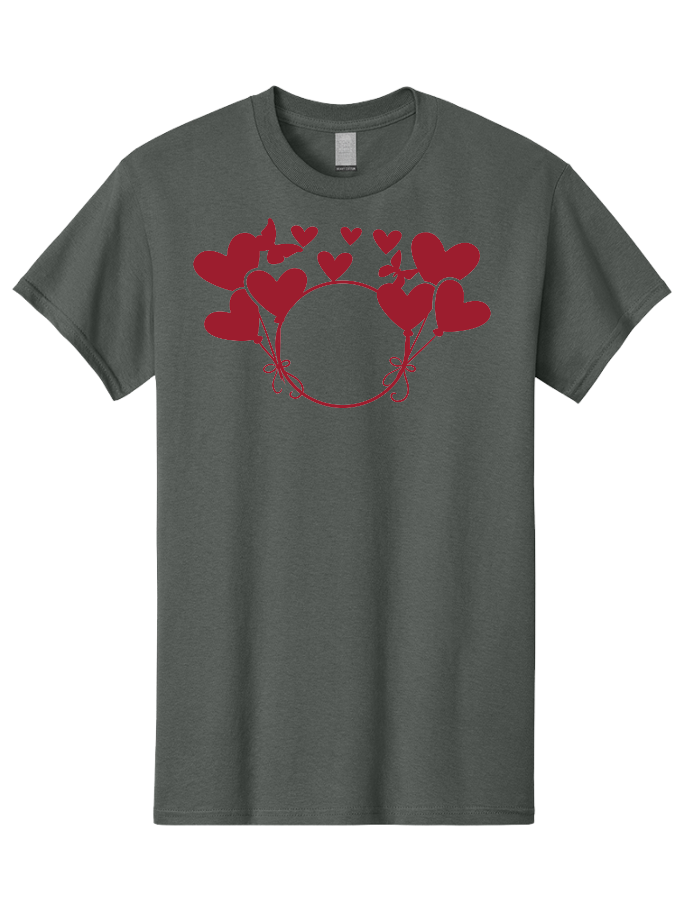 Hearts-Wreath Men'S Graphic Tee, 100% Cotton, Comfortable Casual Summer Wear, Machine Washable, Heart Shaped Frame, Floral Frame, Red Hearts, Heart Decoration, Valentines Day Decor, Love Theme, Heart Shaped Flowers, Decorative Frame, Aac813