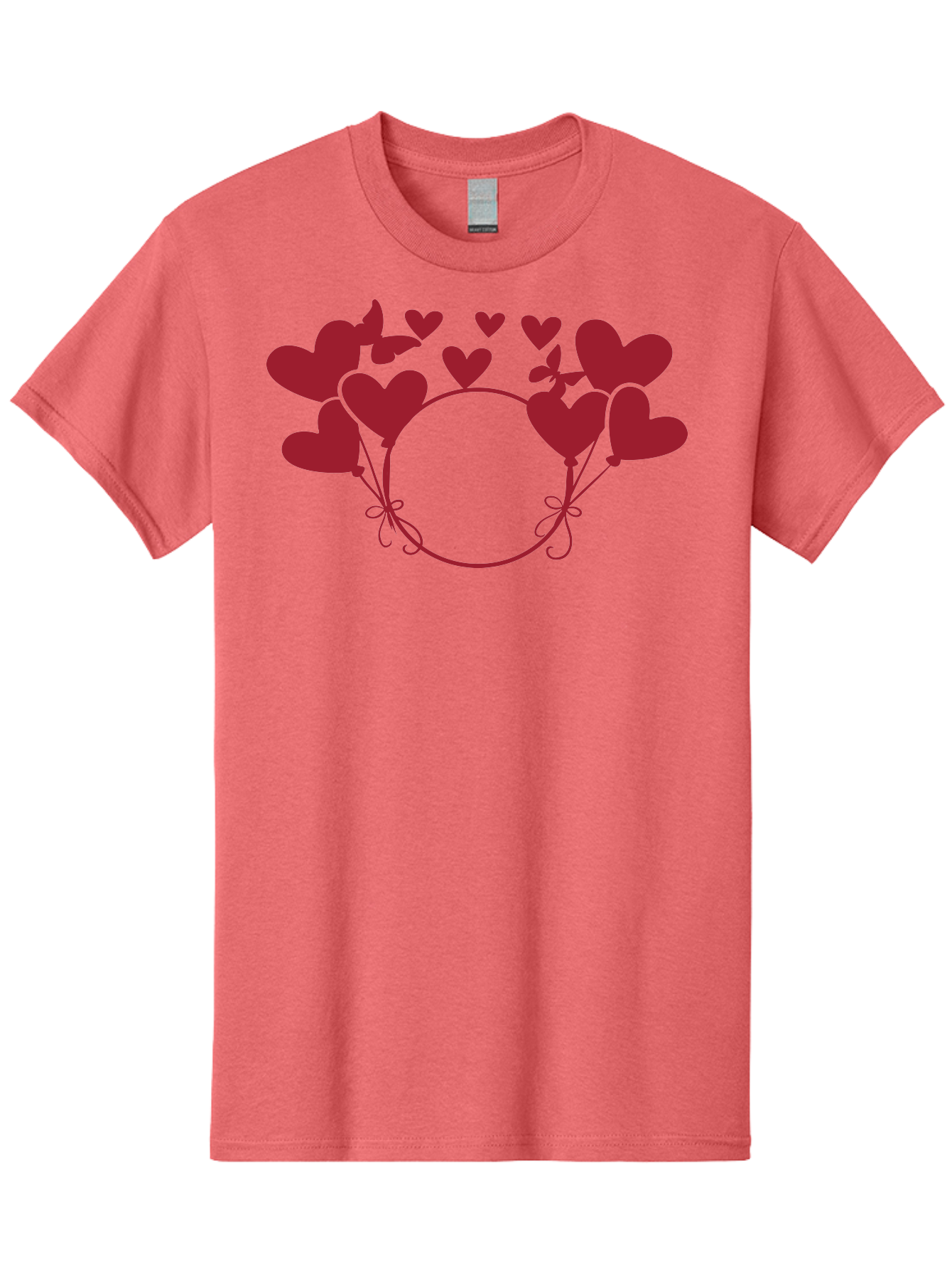 Hearts-Wreath Men'S Graphic Tee, 100% Cotton, Comfortable Casual Summer Wear, Machine Washable, Heart Shaped Frame, Floral Frame, Red Hearts, Heart Decoration, Valentines Day Decor, Love Theme, Heart Shaped Flowers, Decorative Frame, Aac813