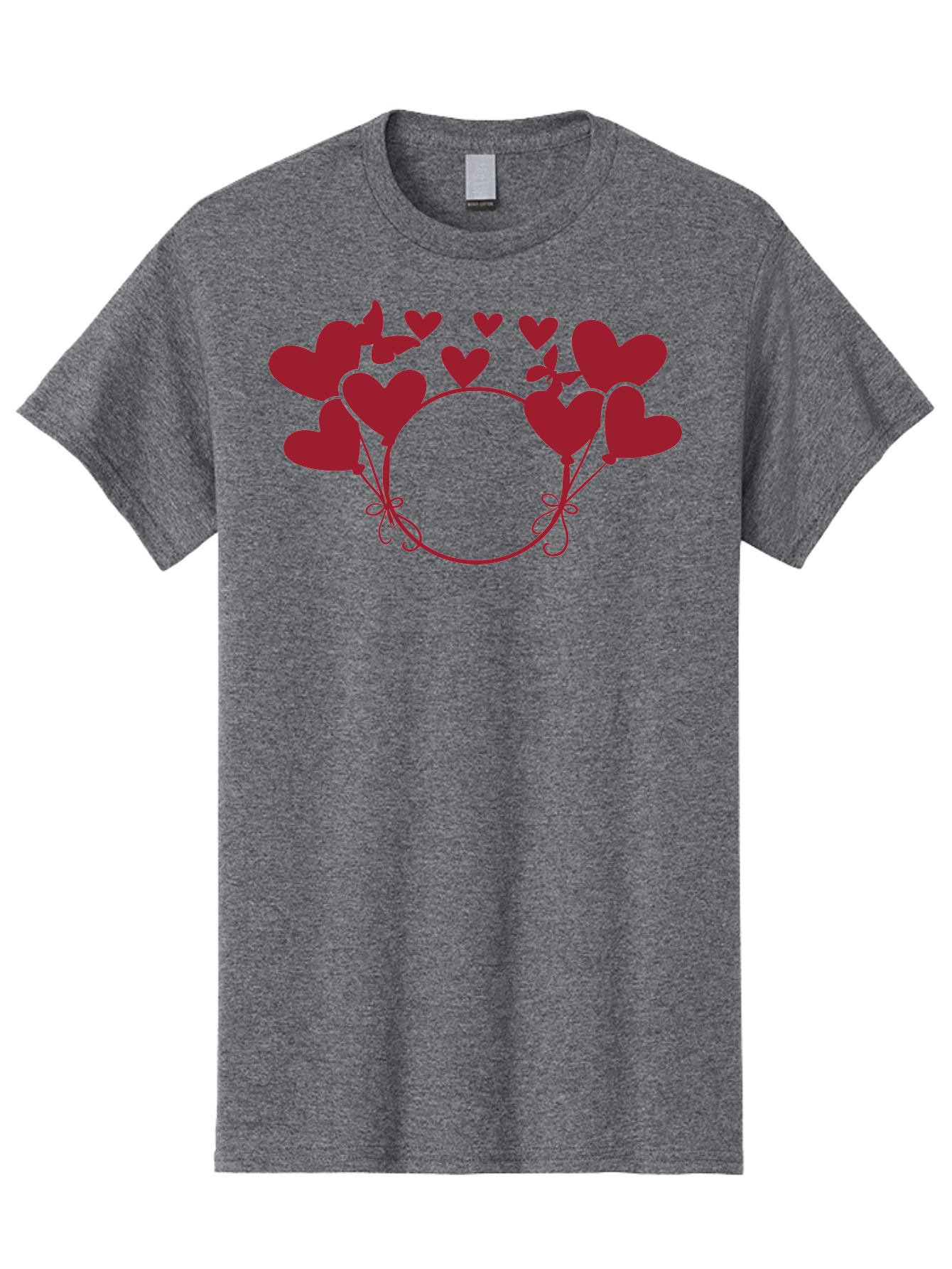 Hearts-Wreath Men'S Graphic Tee, 100% Cotton, Comfortable Casual Summer Wear, Machine Washable, Heart Shaped Frame, Floral Frame, Red Hearts, Heart Decoration, Valentines Day Decor, Love Theme, Heart Shaped Flowers, Decorative Frame, Aac813