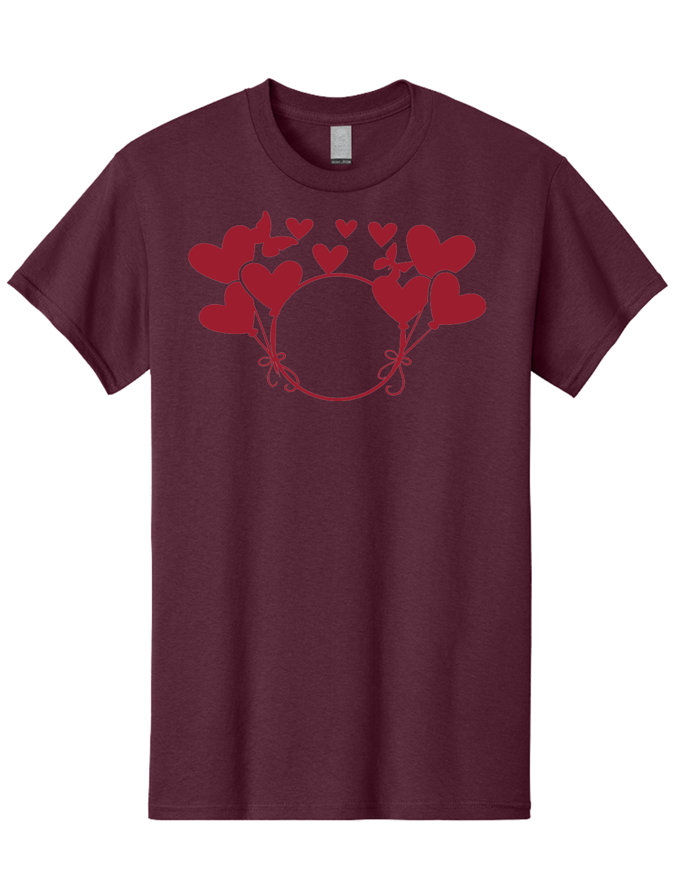 Hearts-Wreath Men'S Graphic Tee, 100% Cotton, Comfortable Casual Summer Wear, Machine Washable, Heart Shaped Frame, Floral Frame, Red Hearts, Heart Decoration, Valentines Day Decor, Love Theme, Heart Shaped Flowers, Decorative Frame, Aac813
