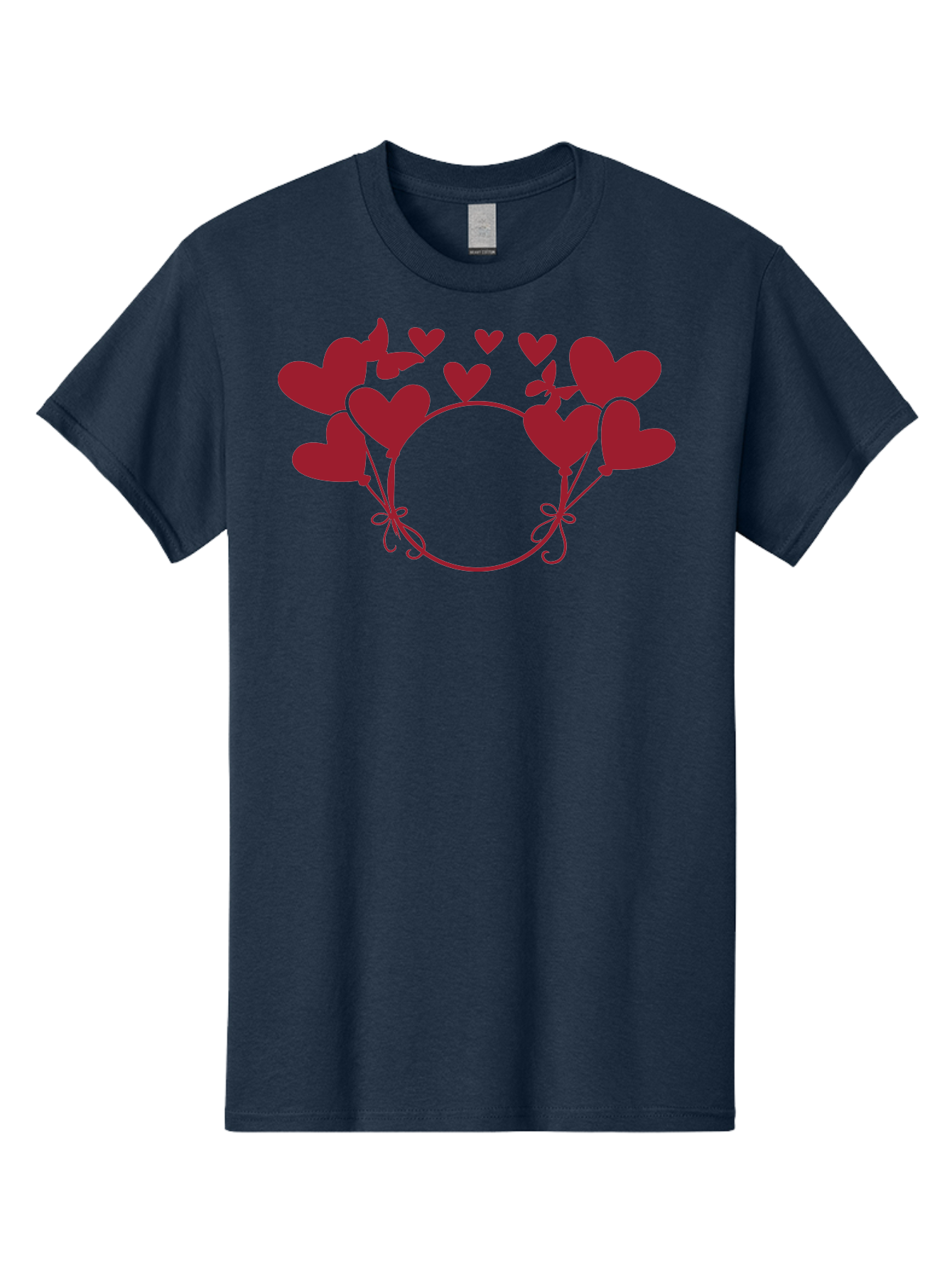 Hearts-Wreath Men'S Graphic Tee, 100% Cotton, Comfortable Casual Summer Wear, Machine Washable, Heart Shaped Frame, Floral Frame, Red Hearts, Heart Decoration, Valentines Day Decor, Love Theme, Heart Shaped Flowers, Decorative Frame, Aac813