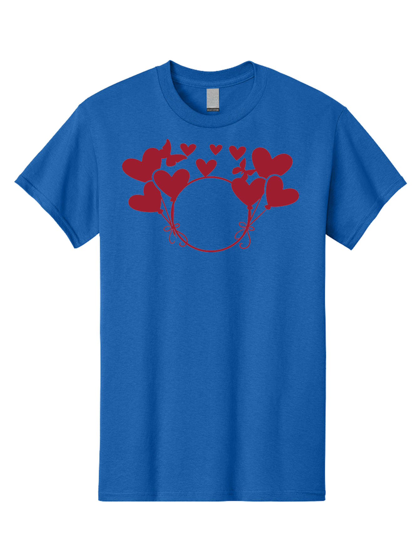Hearts-Wreath Men'S Graphic Tee, 100% Cotton, Comfortable Casual Summer Wear, Machine Washable, Heart Shaped Frame, Floral Frame, Red Hearts, Heart Decoration, Valentines Day Decor, Love Theme, Heart Shaped Flowers, Decorative Frame, Aac813